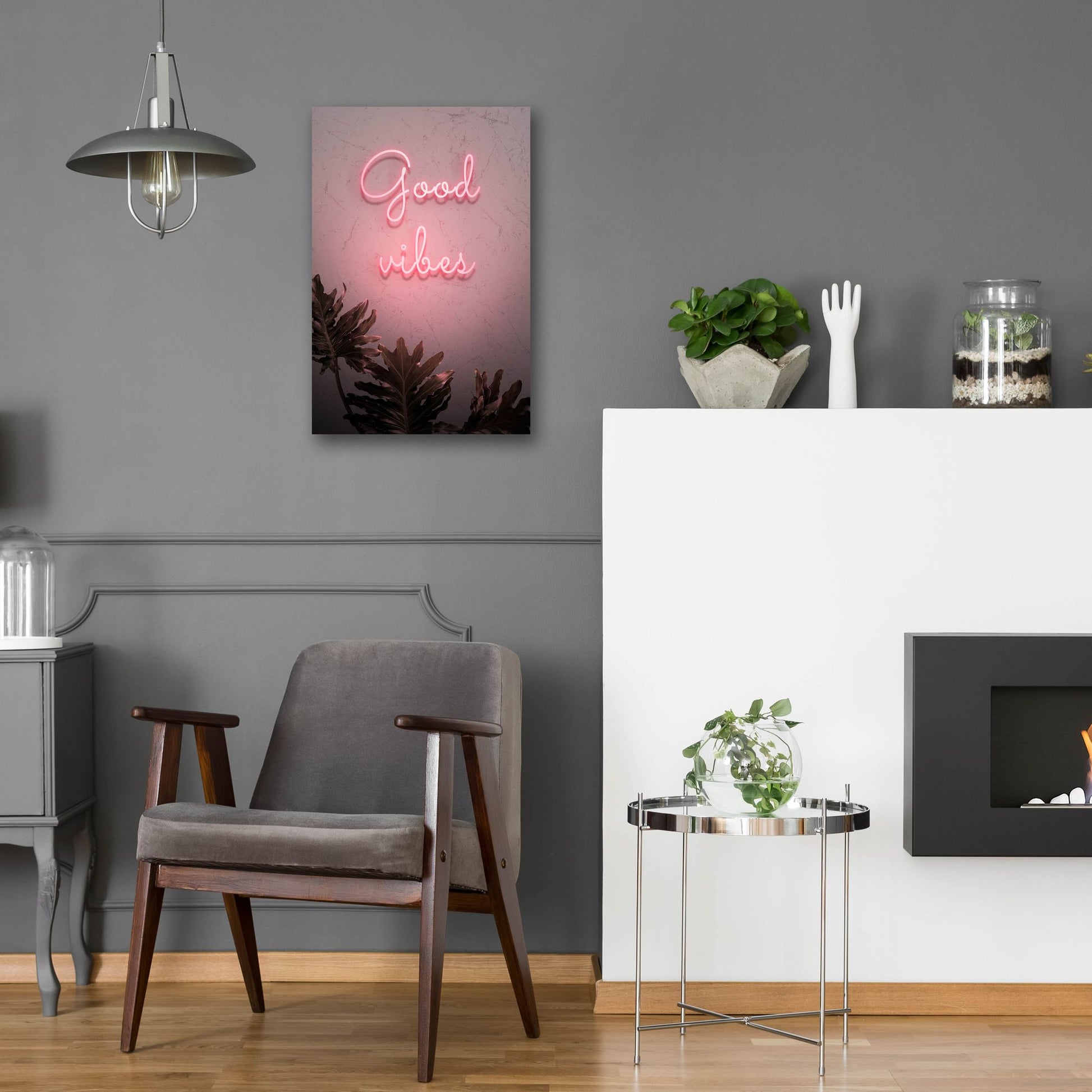 Epic Art 'Good Vibes In Neon Pink' by Epic Portfolio, Acrylic Glass Wall Art,16x24