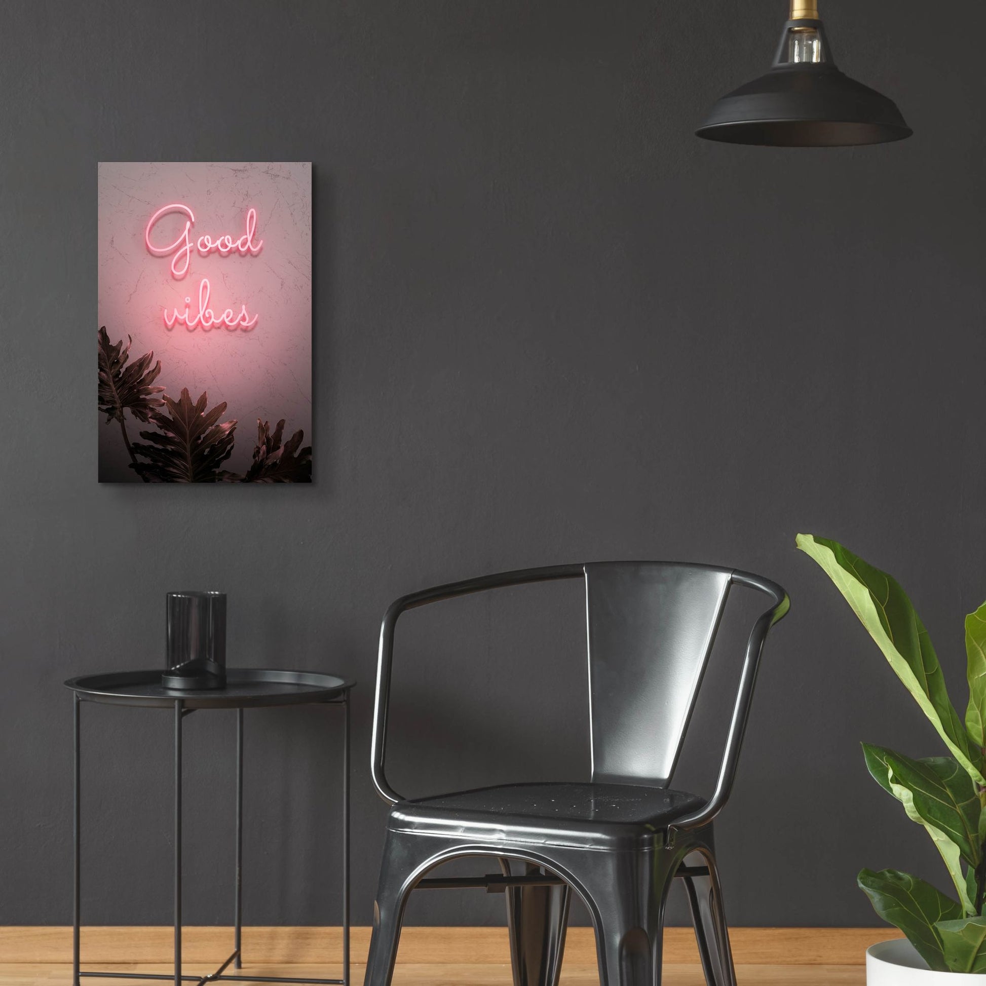 Epic Art 'Good Vibes In Neon Pink' by Epic Portfolio, Acrylic Glass Wall Art,16x24