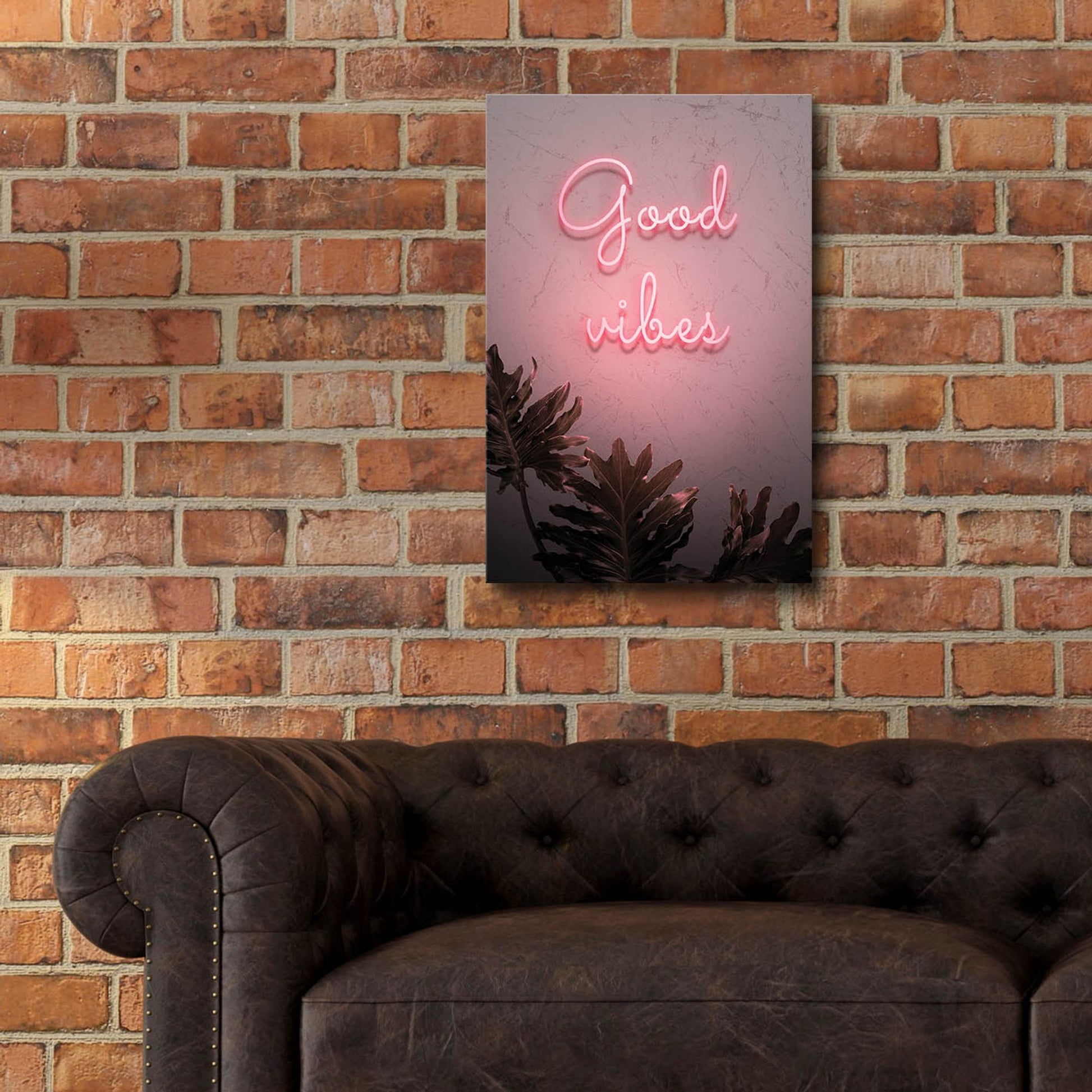 Epic Art 'Good Vibes In Neon Pink' by Epic Portfolio, Acrylic Glass Wall Art,16x24