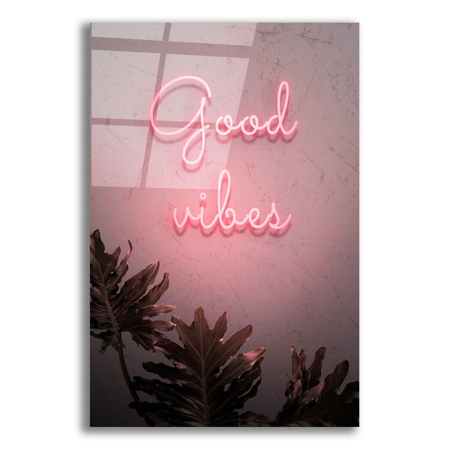 Epic Art 'Good Vibes In Neon Pink' by Epic Portfolio, Acrylic Glass Wall Art,16x24