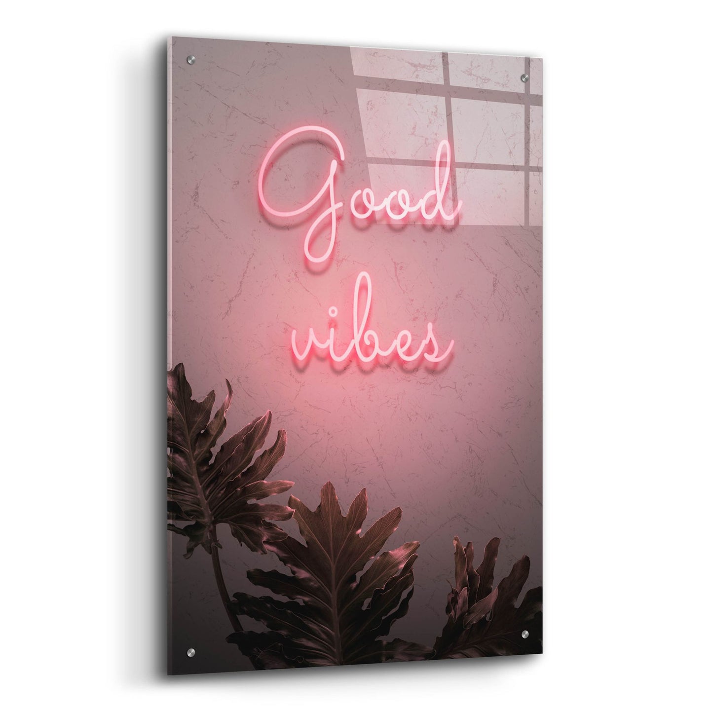 Epic Art 'Good Vibes In Neon Pink' by Epic Portfolio, Acrylic Glass Wall Art,24x36