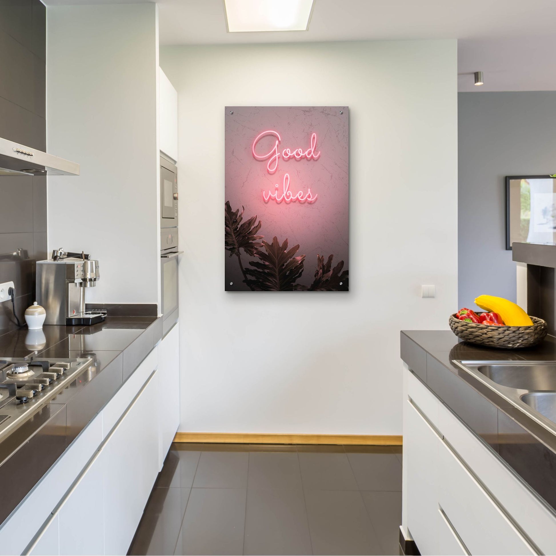 Epic Art 'Good Vibes In Neon Pink' by Epic Portfolio, Acrylic Glass Wall Art,24x36