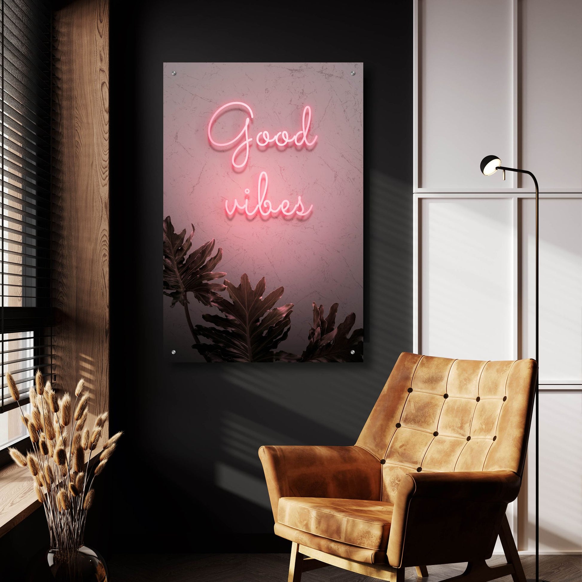 Epic Art 'Good Vibes In Neon Pink' by Epic Portfolio, Acrylic Glass Wall Art,24x36