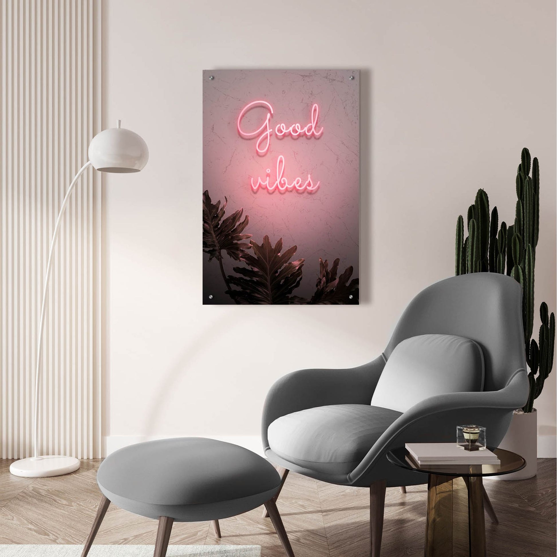 Epic Art 'Good Vibes In Neon Pink' by Epic Portfolio, Acrylic Glass Wall Art,24x36