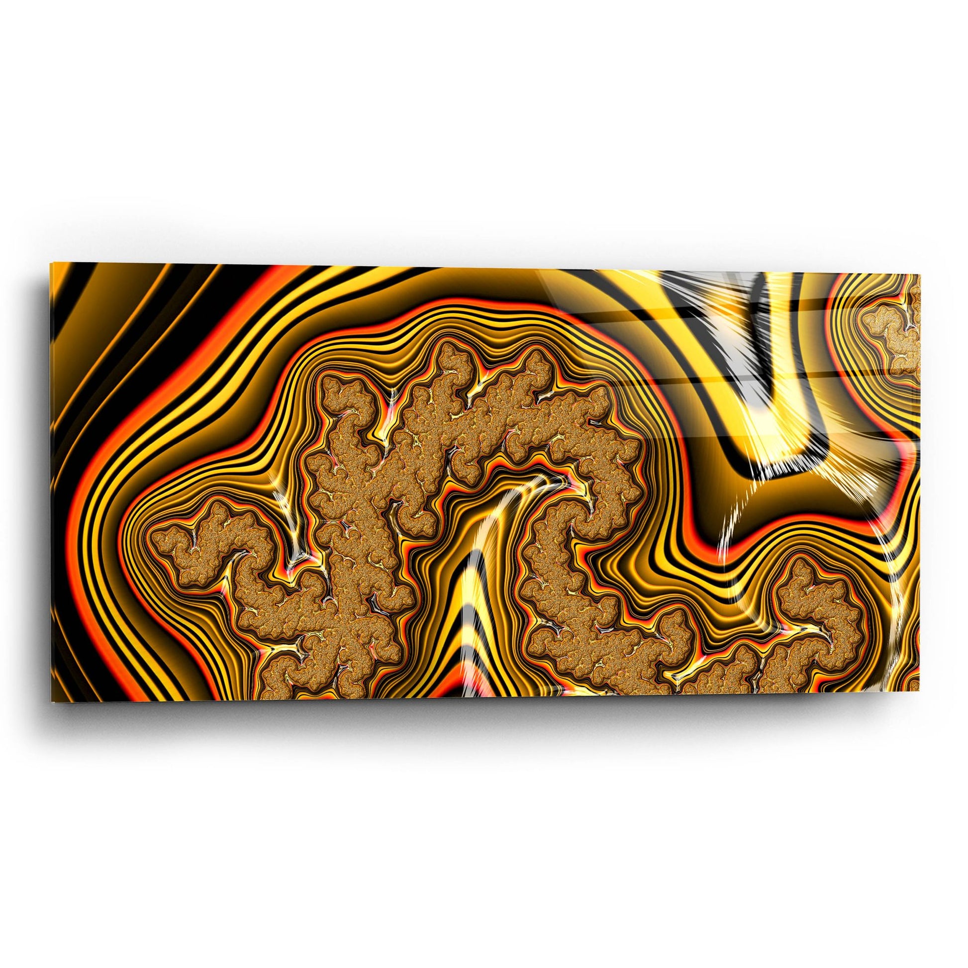 Epic Art 'Golden Swirl' by Epic Portfolio, Acrylic Glass Wall Art,24x12