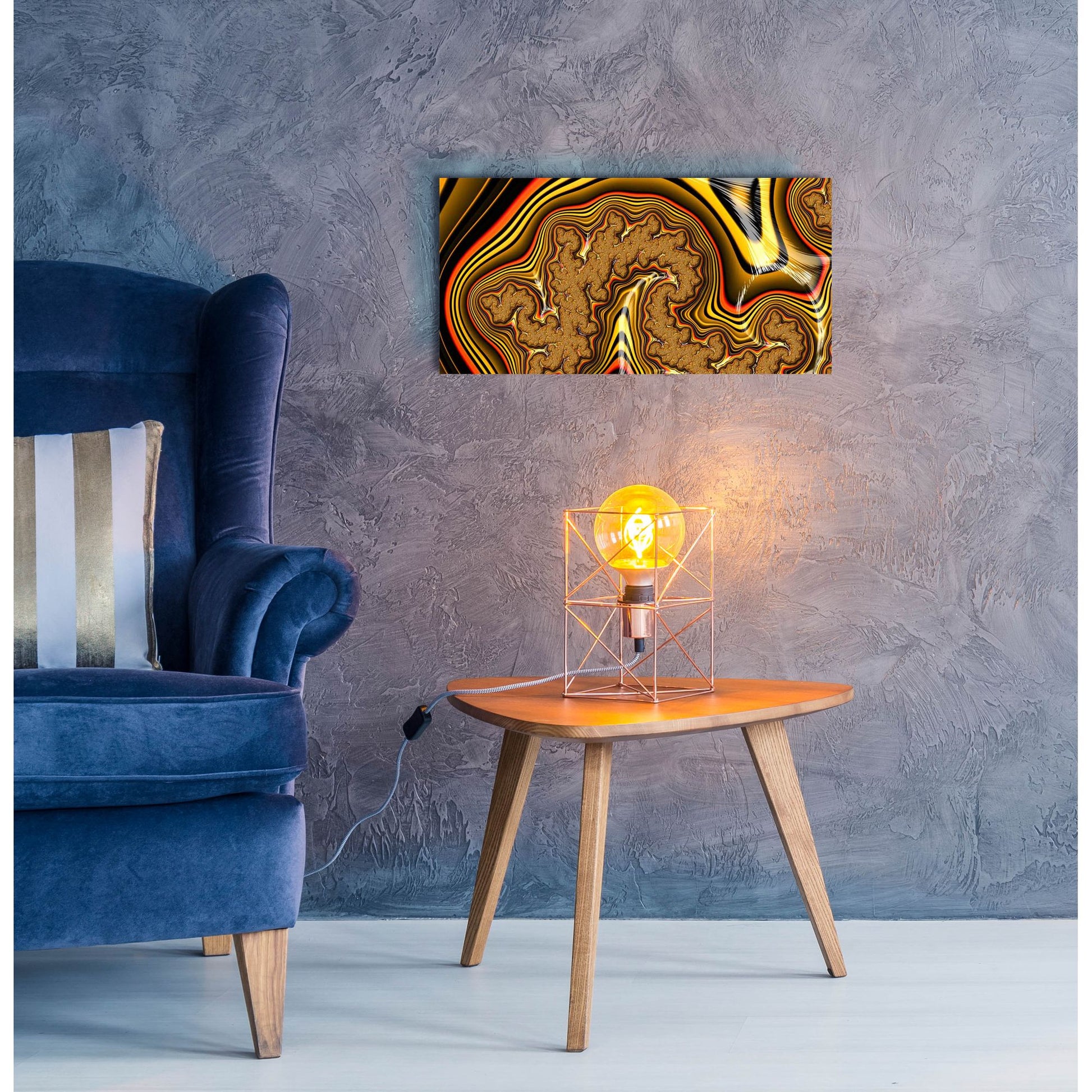 Epic Art 'Golden Swirl' by Epic Portfolio, Acrylic Glass Wall Art,24x12