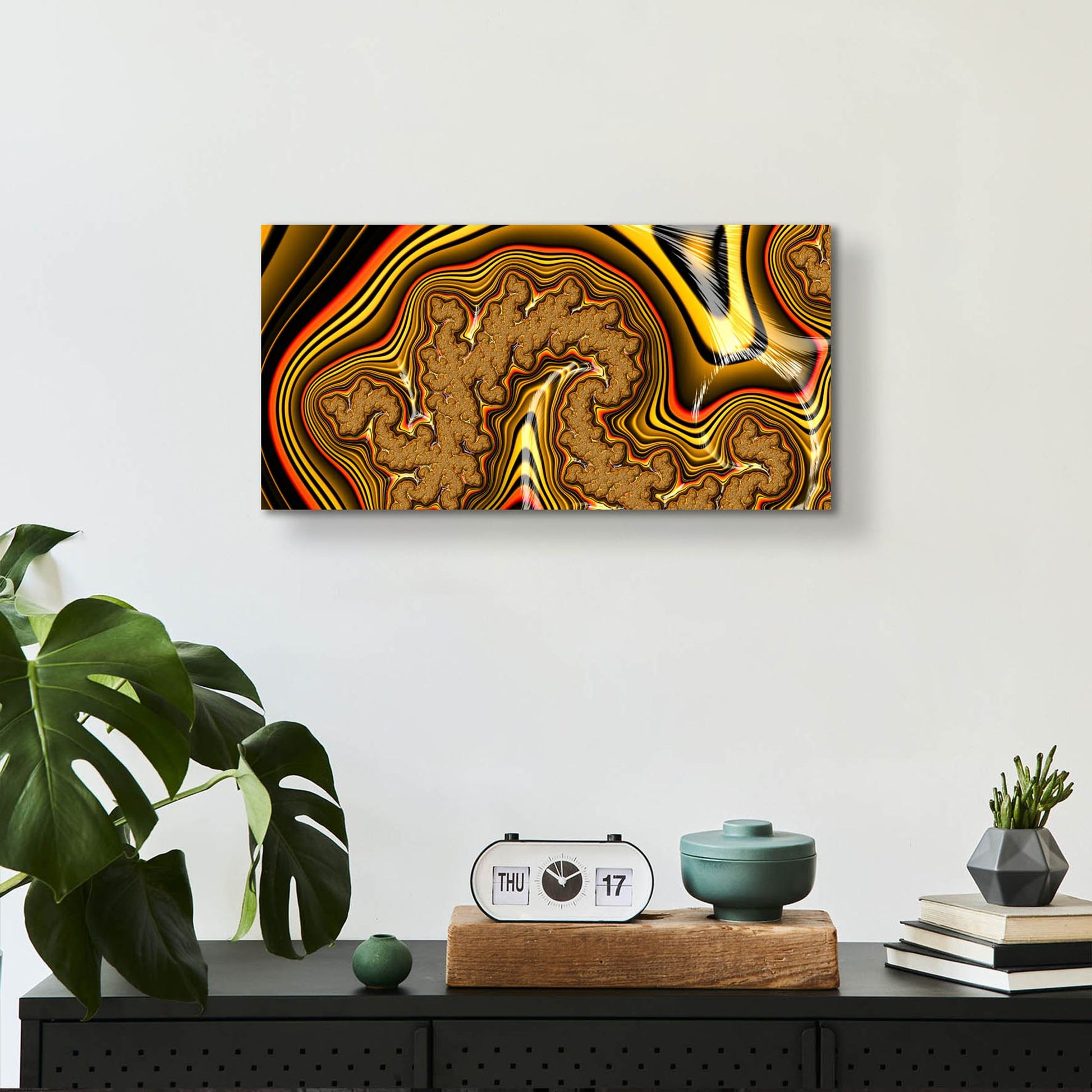 Epic Art 'Golden Swirl' by Epic Portfolio, Acrylic Glass Wall Art,24x12