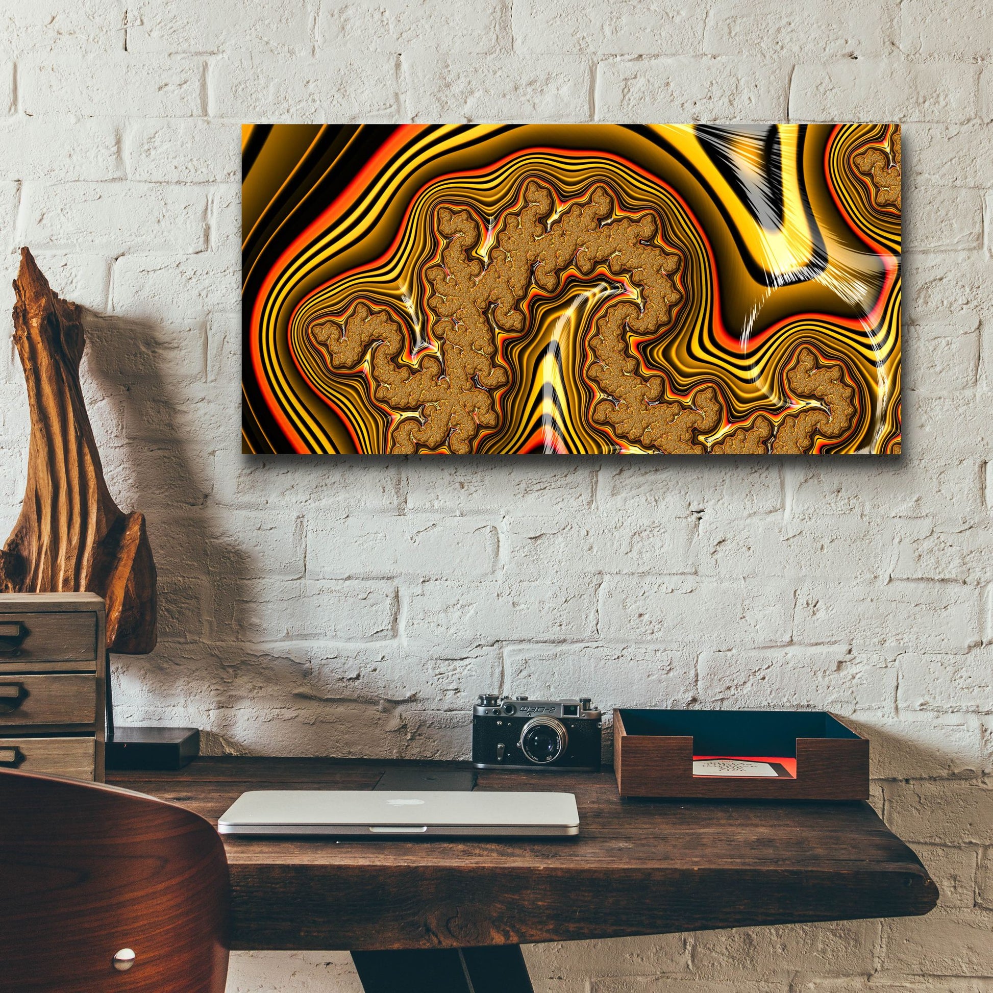 Epic Art 'Golden Swirl' by Epic Portfolio, Acrylic Glass Wall Art,24x12