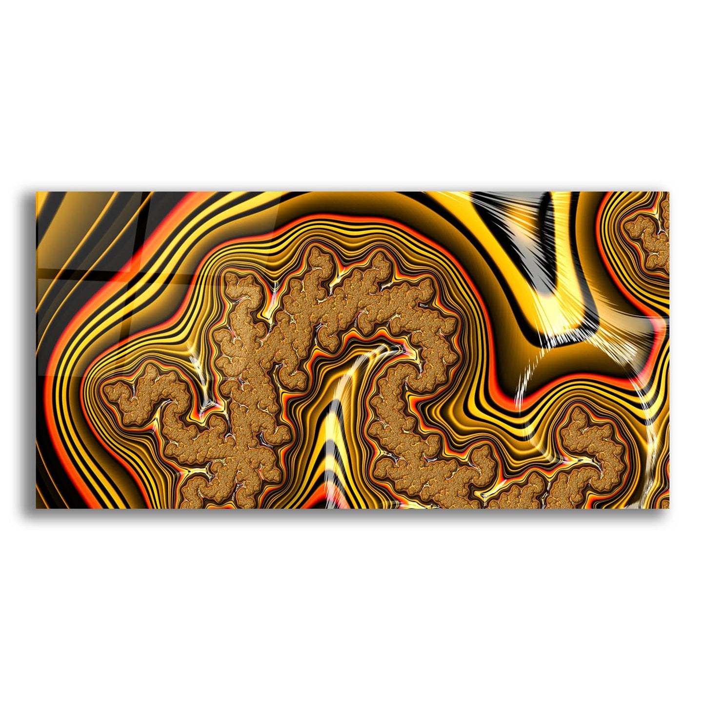 Epic Art 'Golden Swirl' by Epic Portfolio, Acrylic Glass Wall Art,24x12