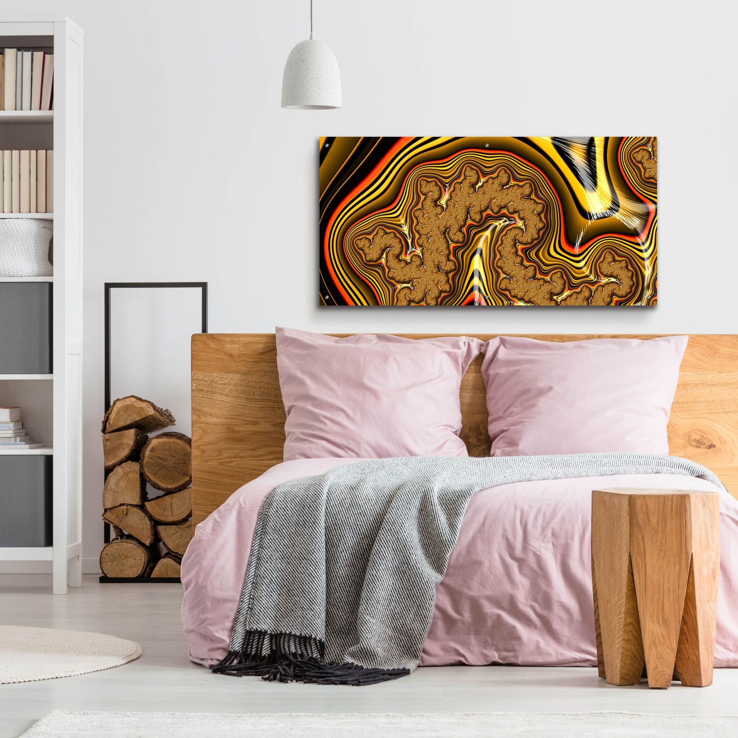 Epic Art 'Golden Swirl' by Epic Portfolio, Acrylic Glass Wall Art,48x24