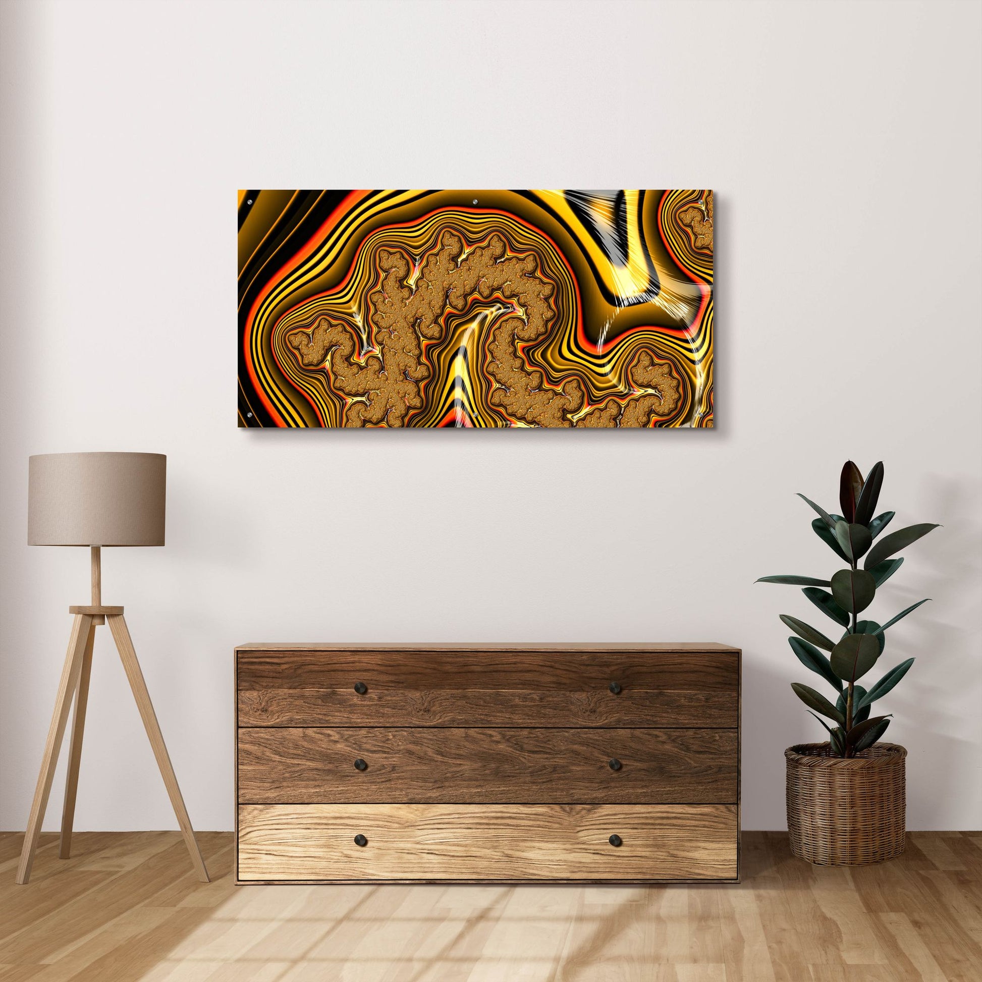 Epic Art 'Golden Swirl' by Epic Portfolio, Acrylic Glass Wall Art,48x24