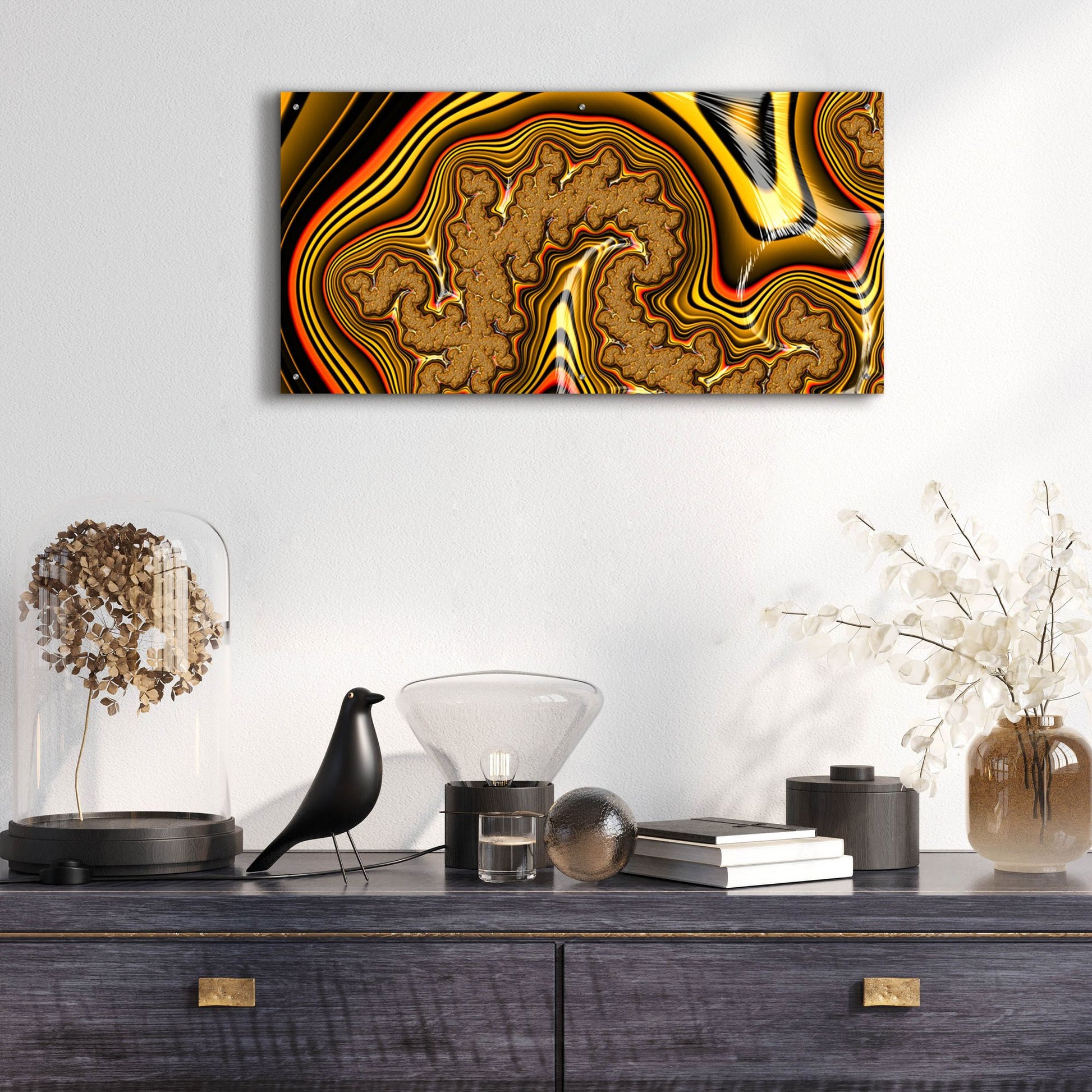 Epic Art 'Golden Swirl' by Epic Portfolio, Acrylic Glass Wall Art,48x24