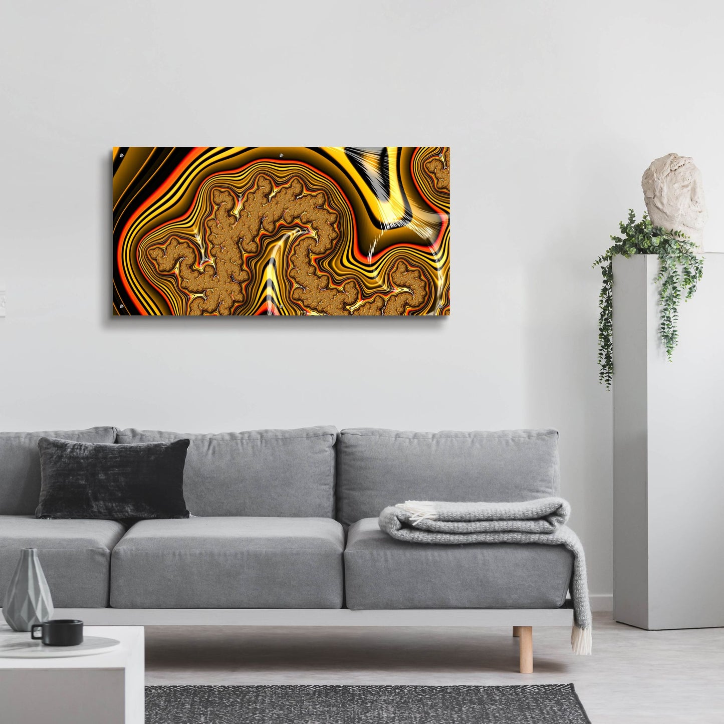 Epic Art 'Golden Swirl' by Epic Portfolio, Acrylic Glass Wall Art,48x24