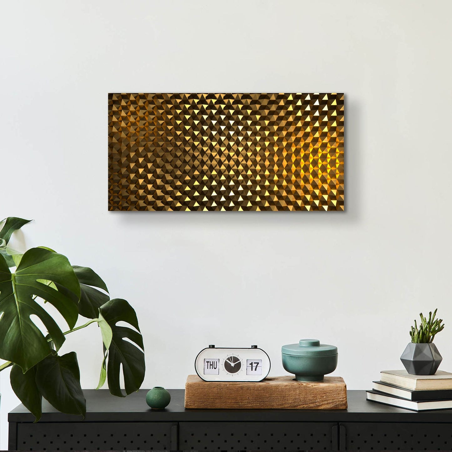 Epic Art 'Gold Hexigans' by Epic Portfolio, Acrylic Glass Wall Art,24x12