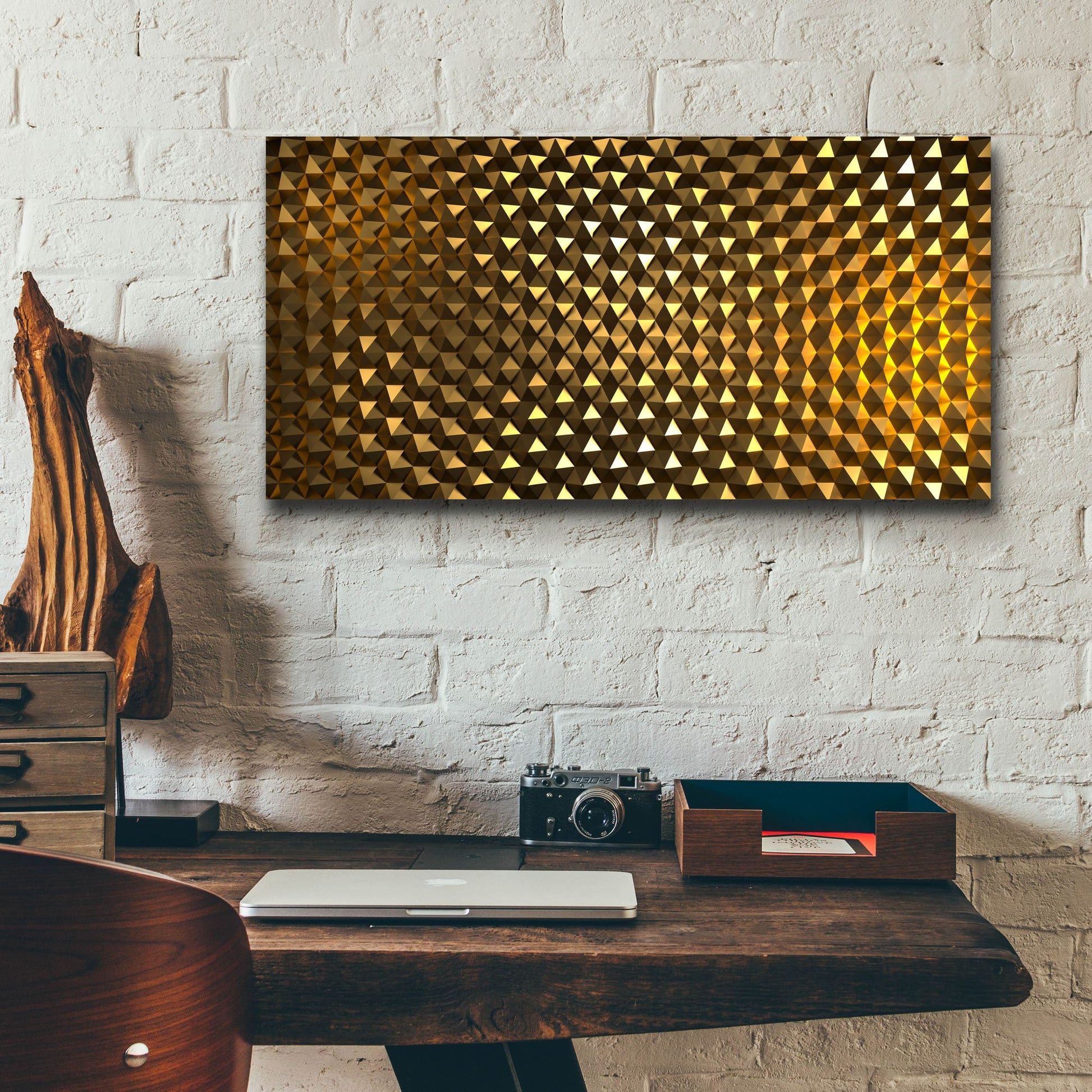 Epic Art 'Gold Hexigans' by Epic Portfolio, Acrylic Glass Wall Art,24x12