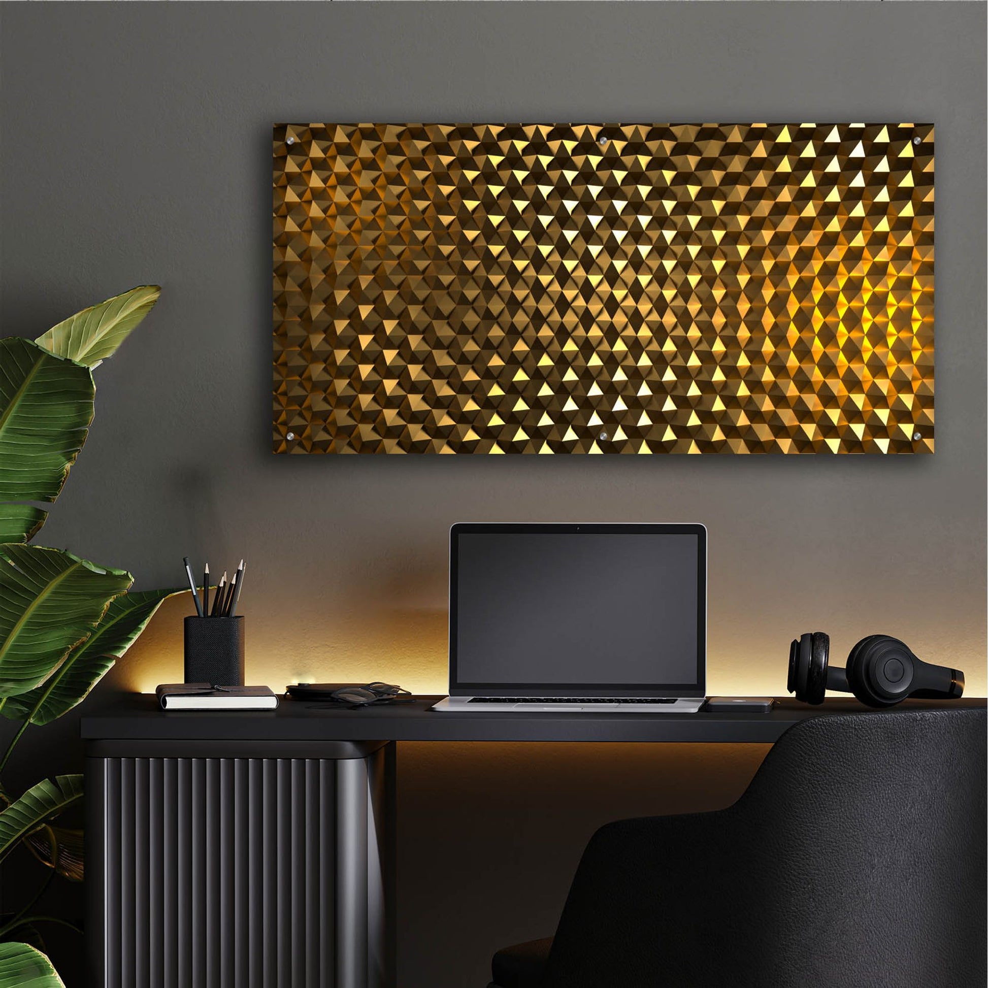 Epic Art 'Gold Hexigans' by Epic Portfolio, Acrylic Glass Wall Art,48x24