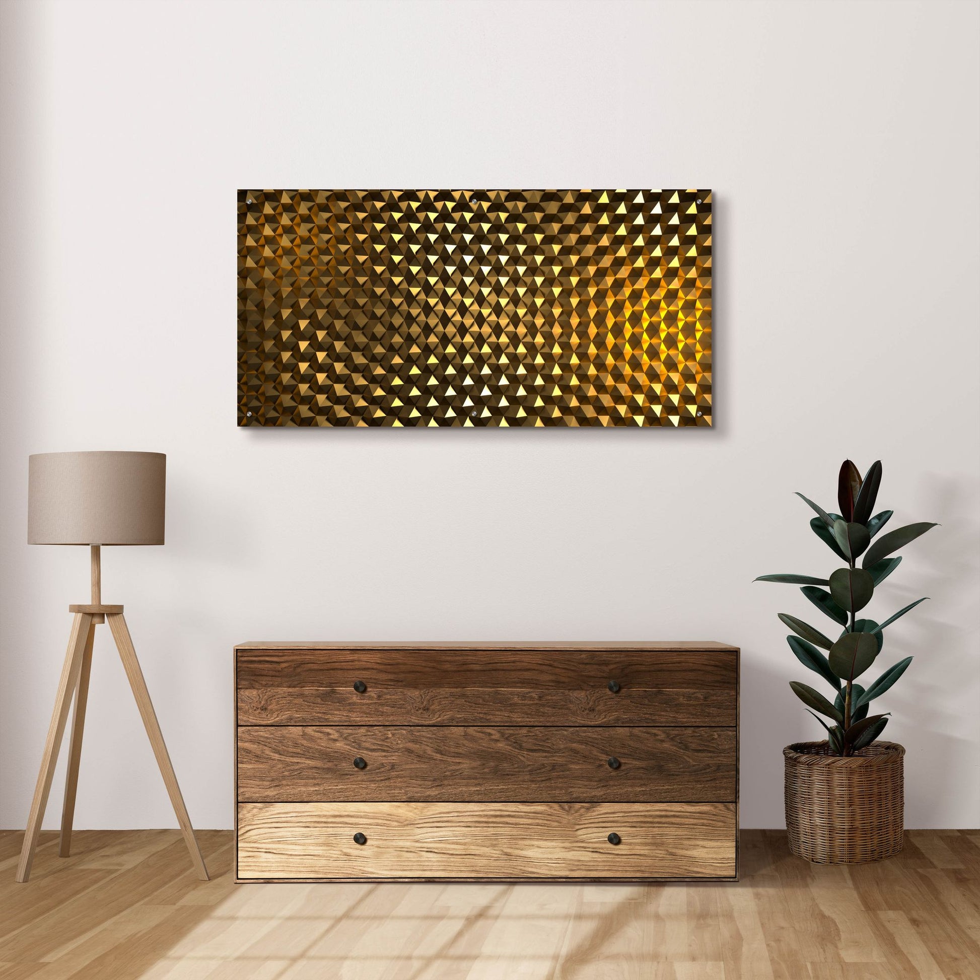 Epic Art 'Gold Hexigans' by Epic Portfolio, Acrylic Glass Wall Art,48x24