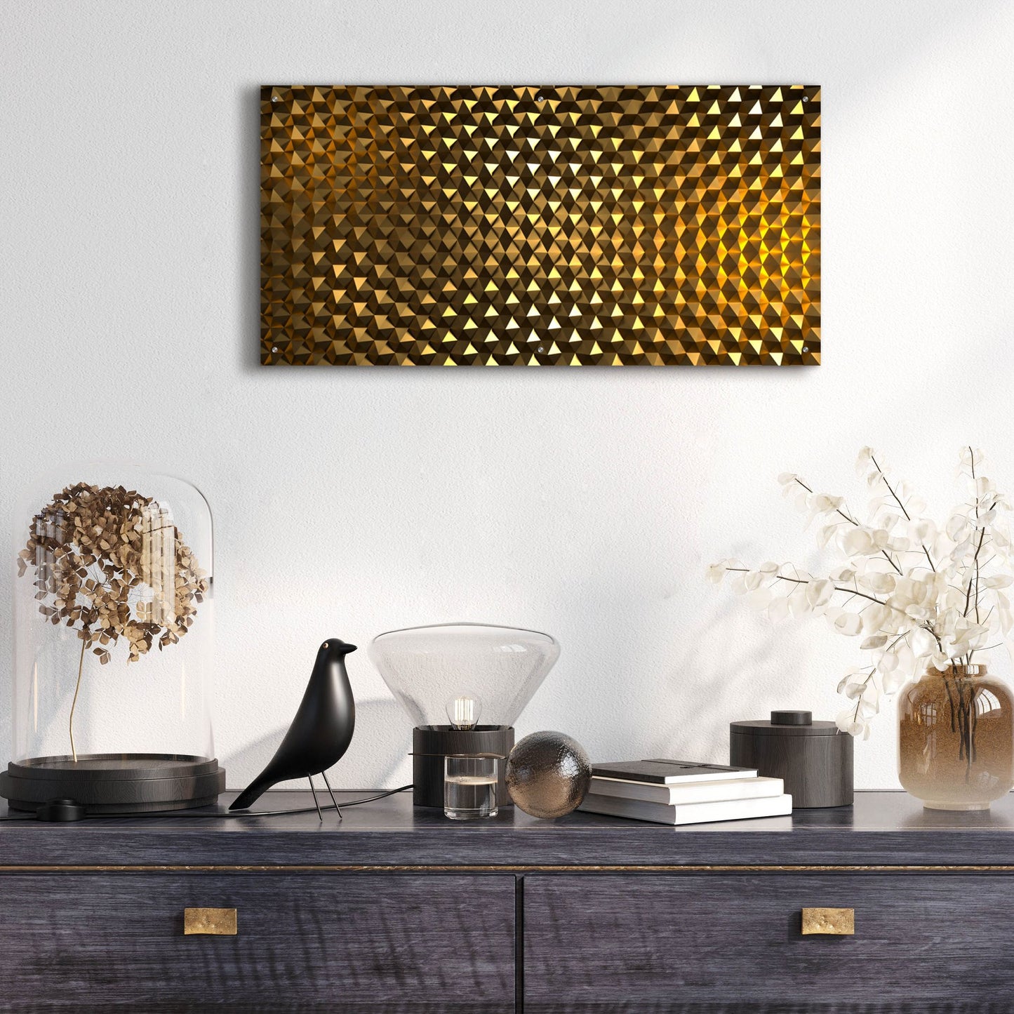 Epic Art 'Gold Hexigans' by Epic Portfolio, Acrylic Glass Wall Art,48x24