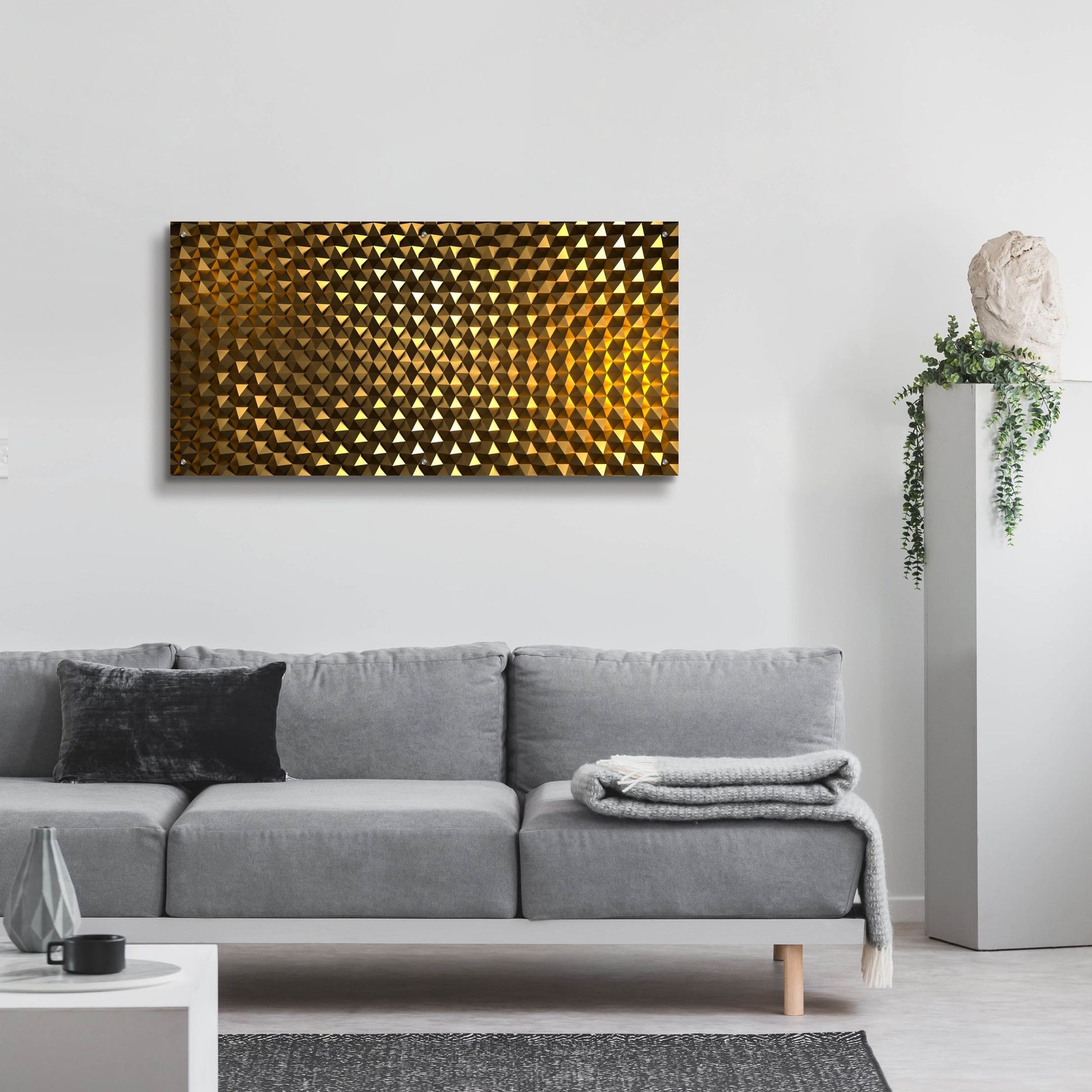 Epic Art 'Gold Hexigans' by Epic Portfolio, Acrylic Glass Wall Art,48x24