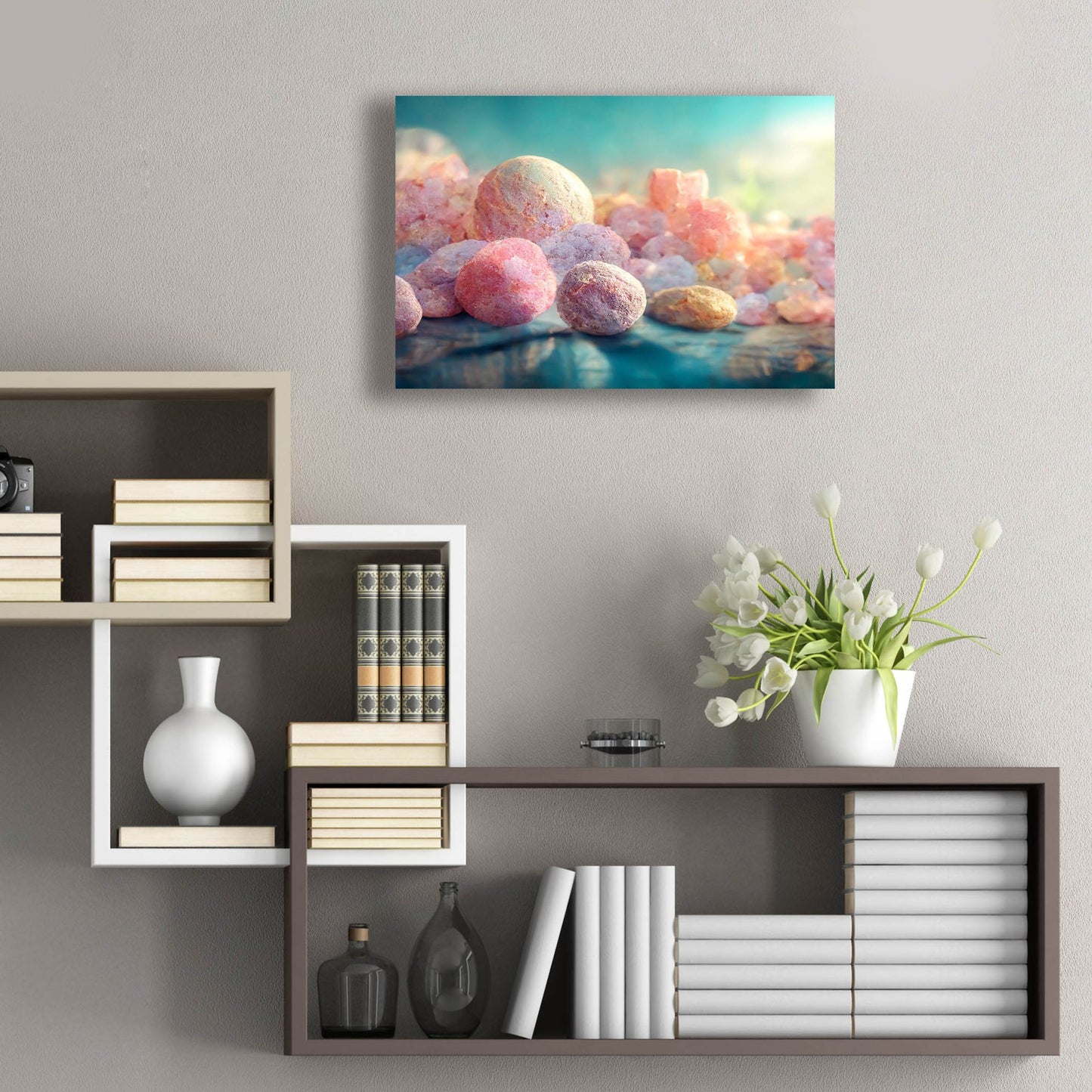 Epic Art 'Flamingos In The Rough ' by Epic Portfolio, Acrylic Glass Wall Art,24x16