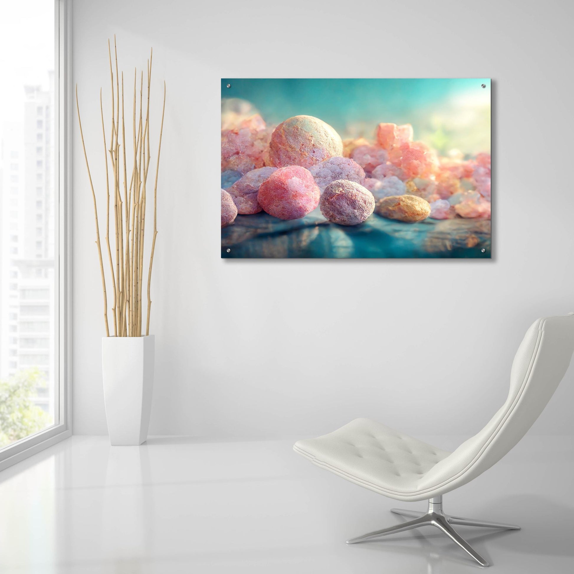 Epic Art 'Flamingos In The Rough ' by Epic Portfolio, Acrylic Glass Wall Art,36x24