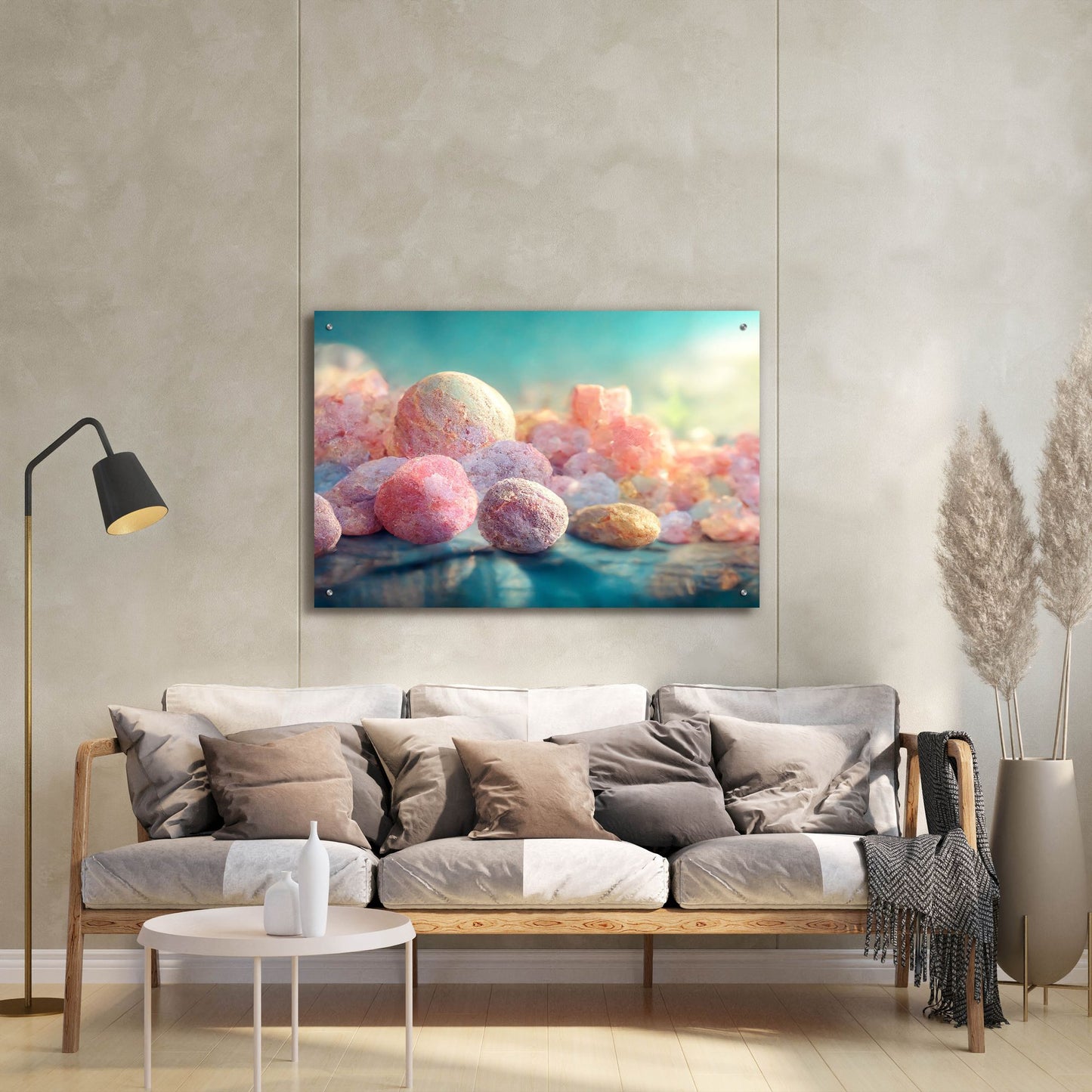 Epic Art 'Flamingos In The Rough ' by Epic Portfolio, Acrylic Glass Wall Art,36x24