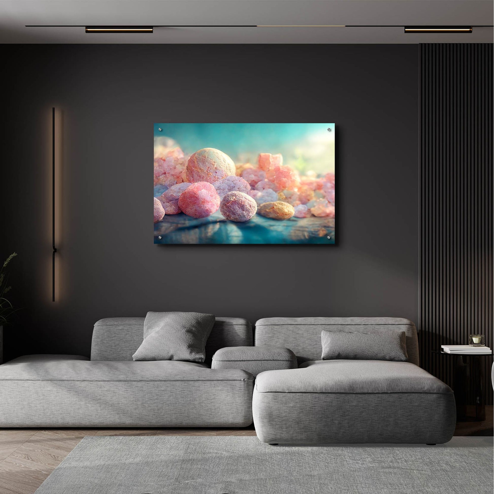 Epic Art 'Flamingos In The Rough ' by Epic Portfolio, Acrylic Glass Wall Art,36x24