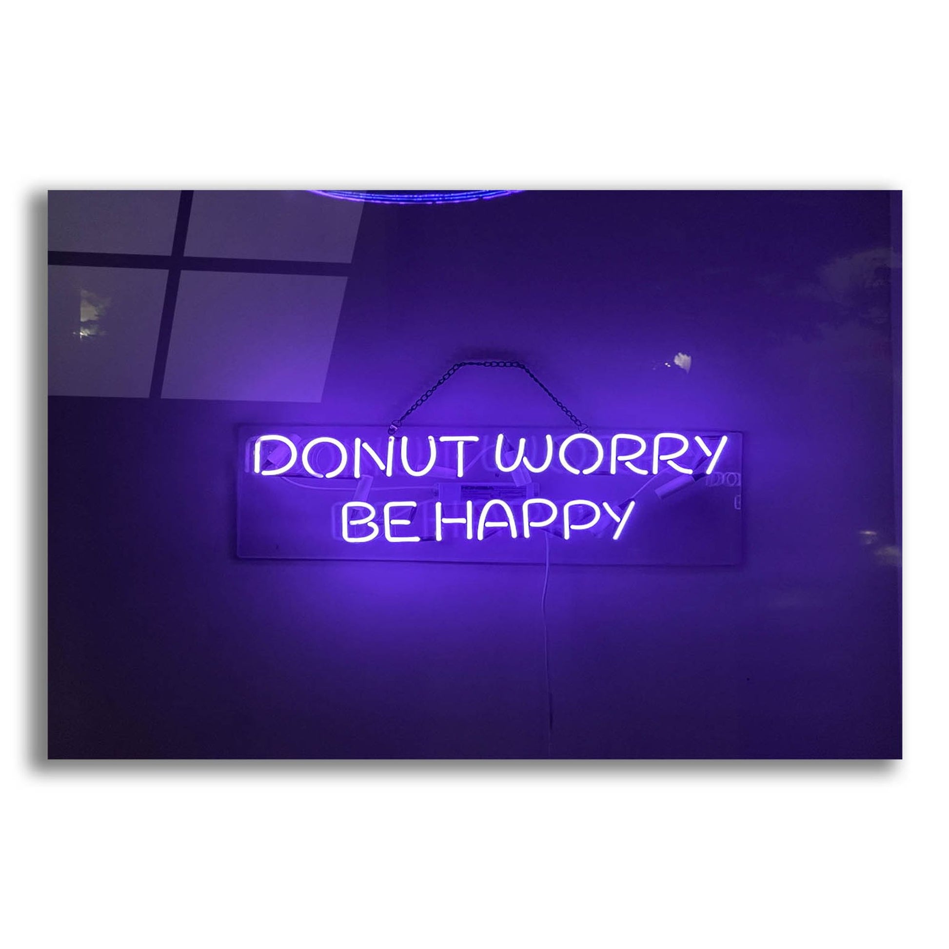 Epic Art 'Donut Worry Be Happy In Neon Purple' by Epic Portfolio, Acrylic Glass Wall Art,16x12