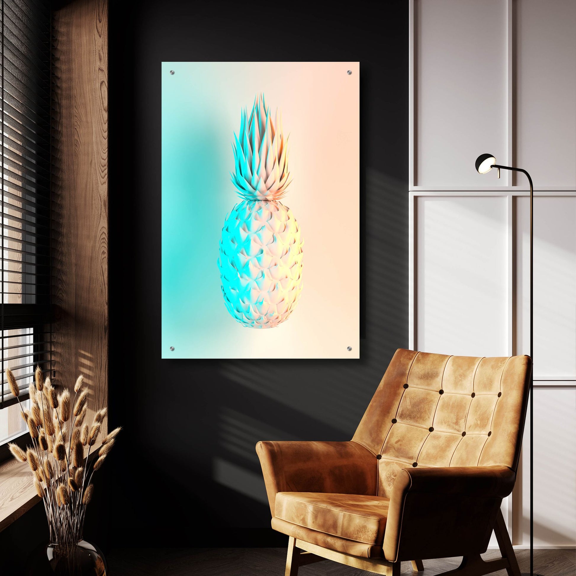 Epic Art 'Delicate Pineapple' by Epic Portfolio, Acrylic Glass Wall Art,24x36