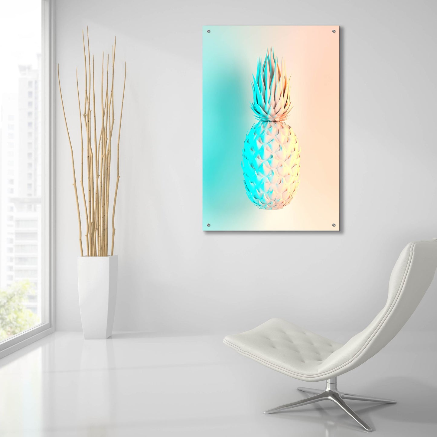 Epic Art 'Delicate Pineapple' by Epic Portfolio, Acrylic Glass Wall Art,24x36