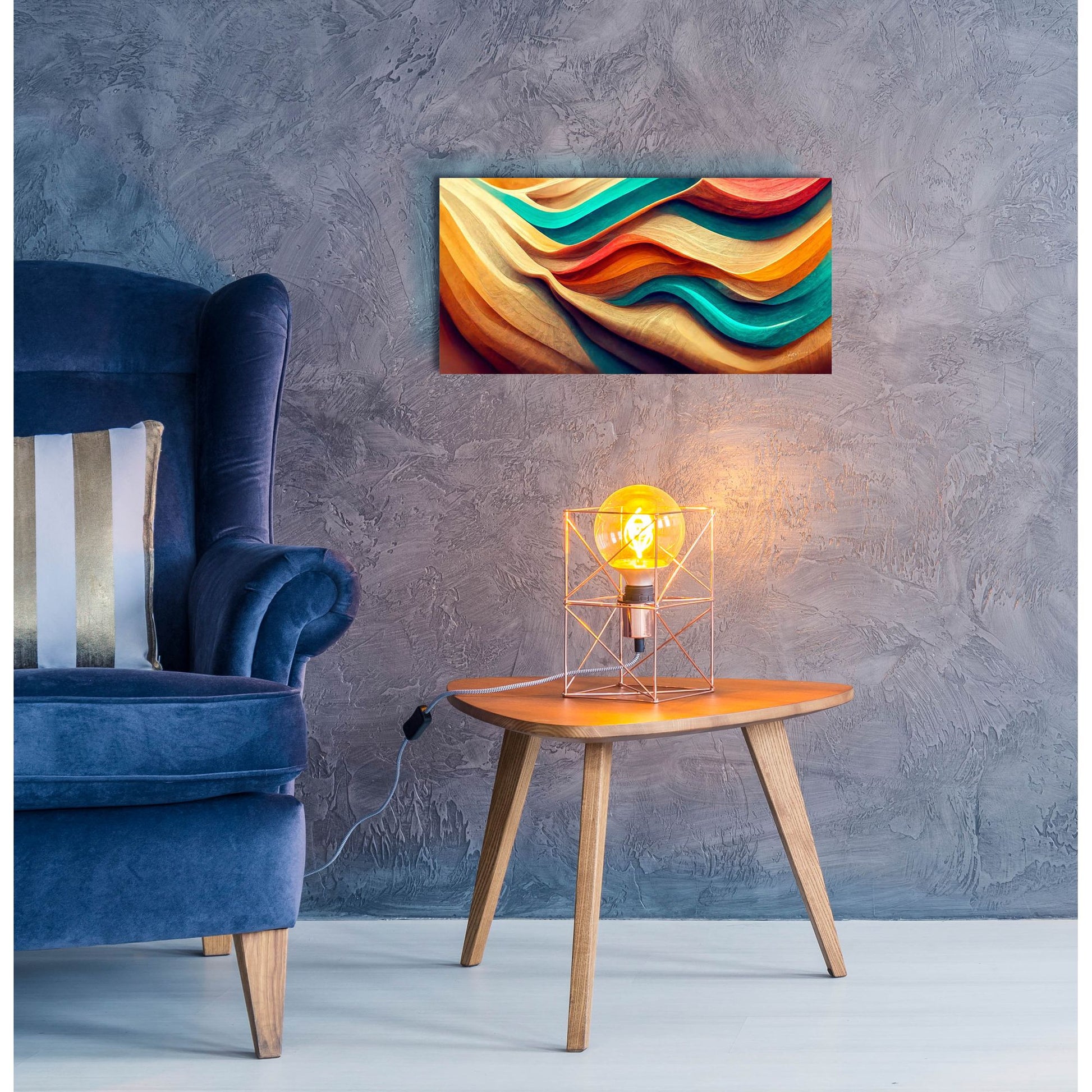 Epic Art 'Colorful Wooden Desert' by Epic Portfolio, Acrylic Glass Wall Art,24x12