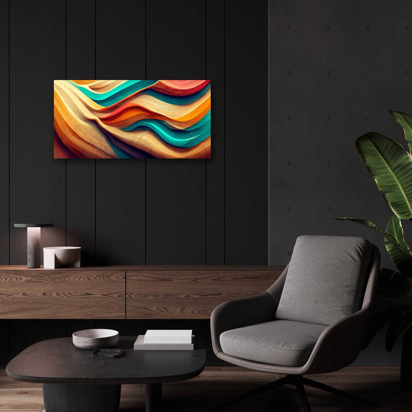 Epic Art 'Colorful Wooden Desert' by Epic Portfolio, Acrylic Glass Wall Art,24x12