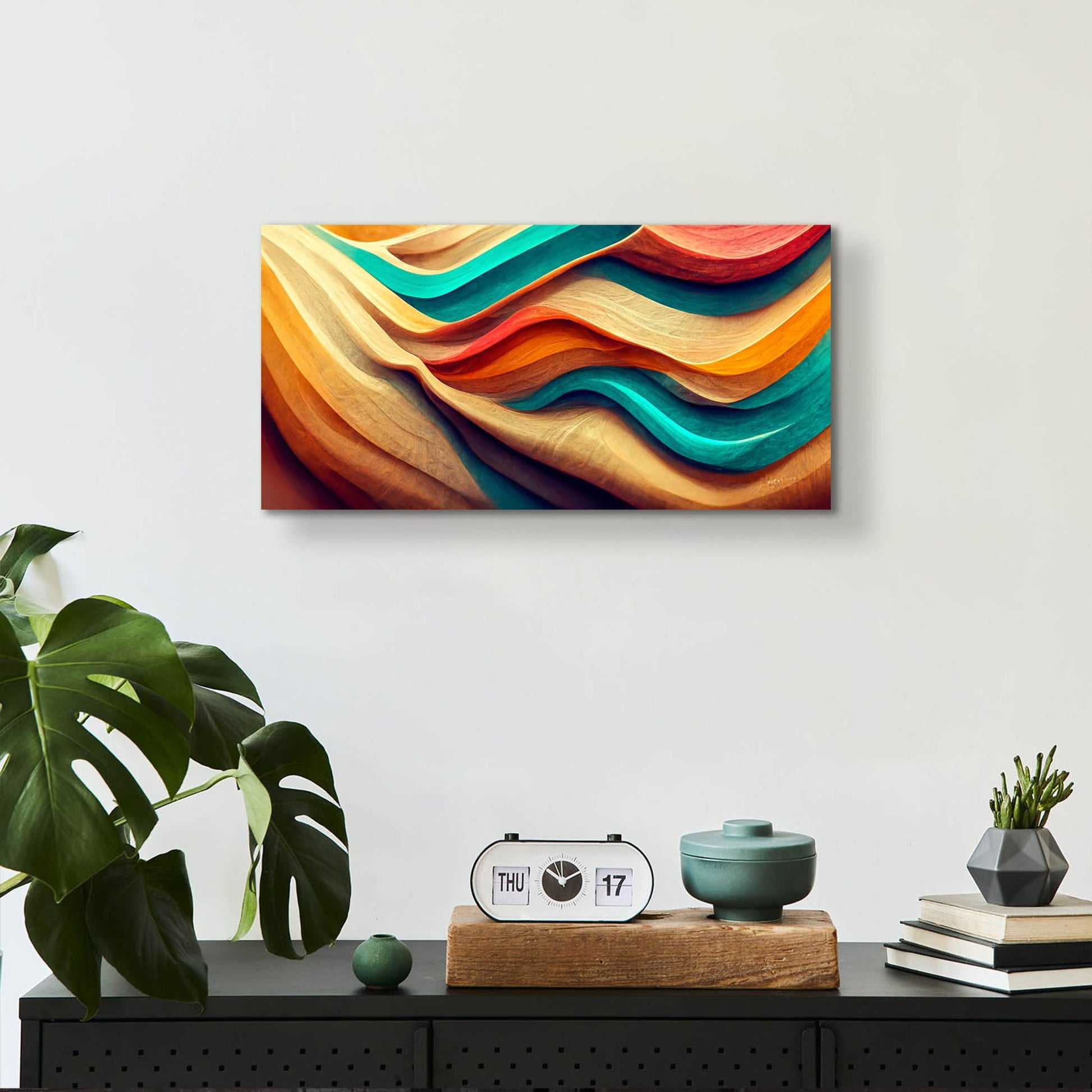 Epic Art 'Colorful Wooden Desert' by Epic Portfolio, Acrylic Glass Wall Art,24x12