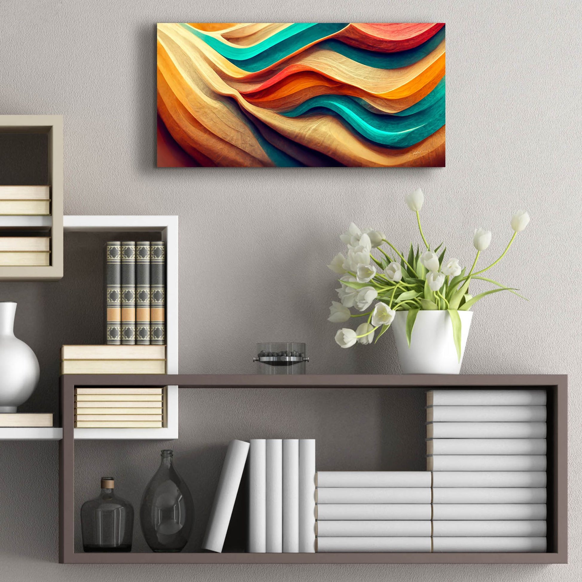 Epic Art 'Colorful Wooden Desert' by Epic Portfolio, Acrylic Glass Wall Art,24x12