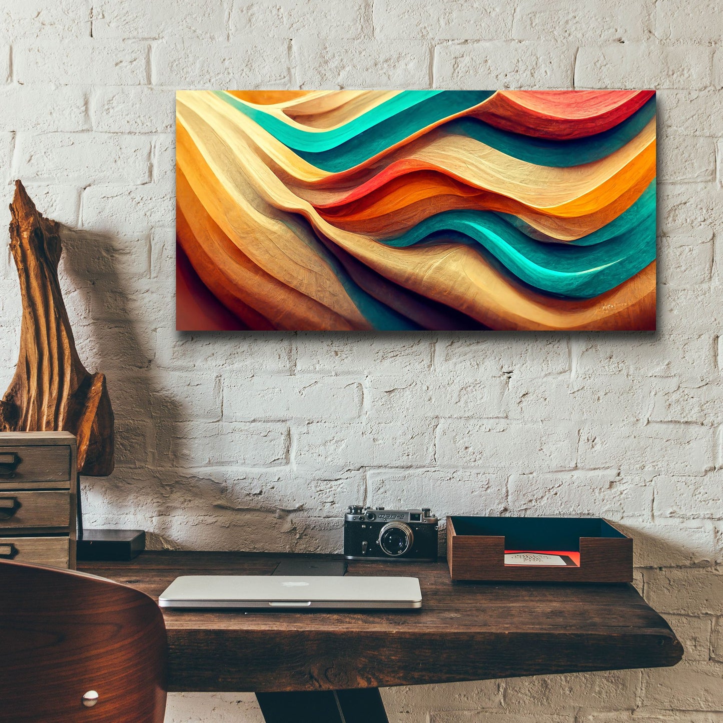 Epic Art 'Colorful Wooden Desert' by Epic Portfolio, Acrylic Glass Wall Art,24x12