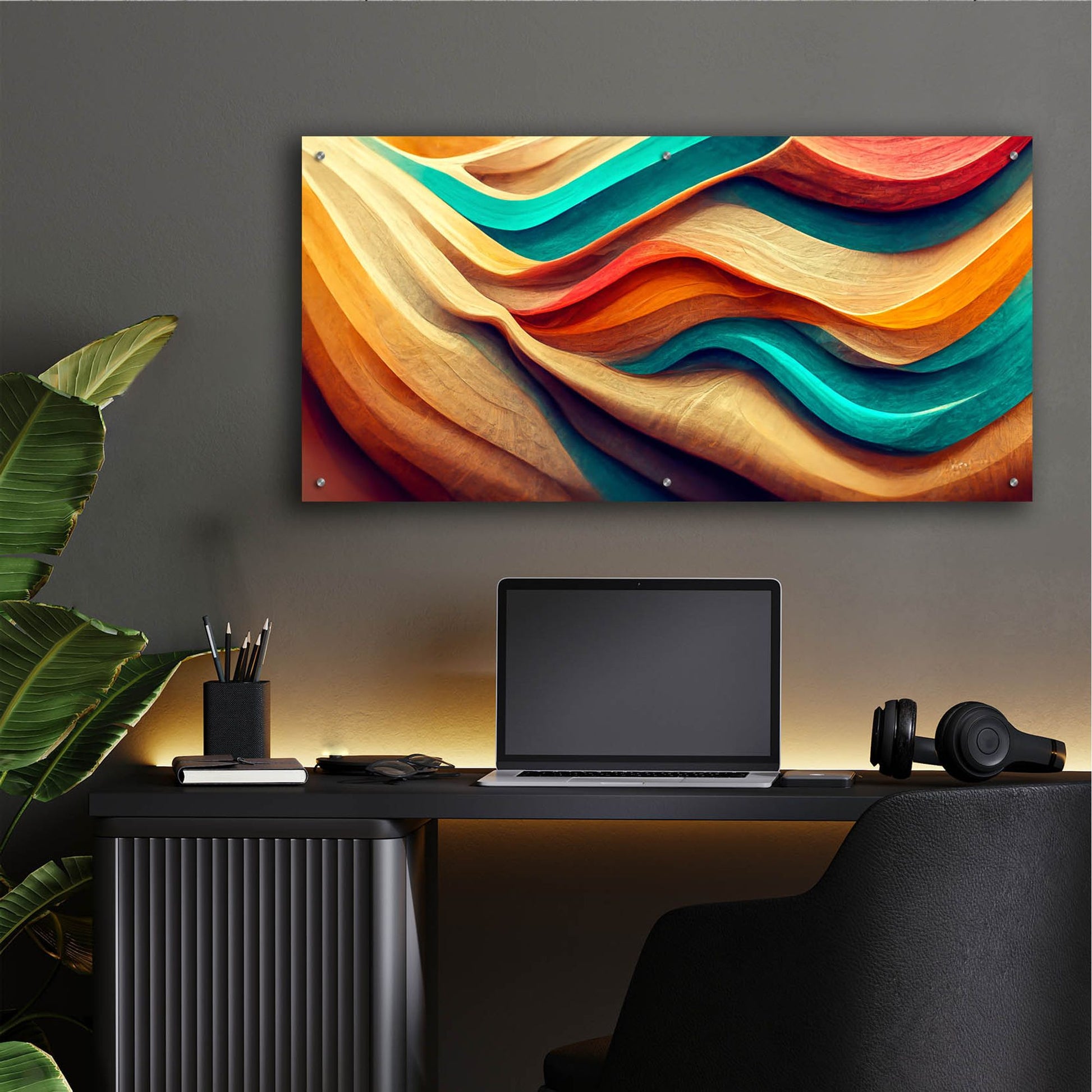 Epic Art 'Colorful Wooden Desert' by Epic Portfolio, Acrylic Glass Wall Art,48x24