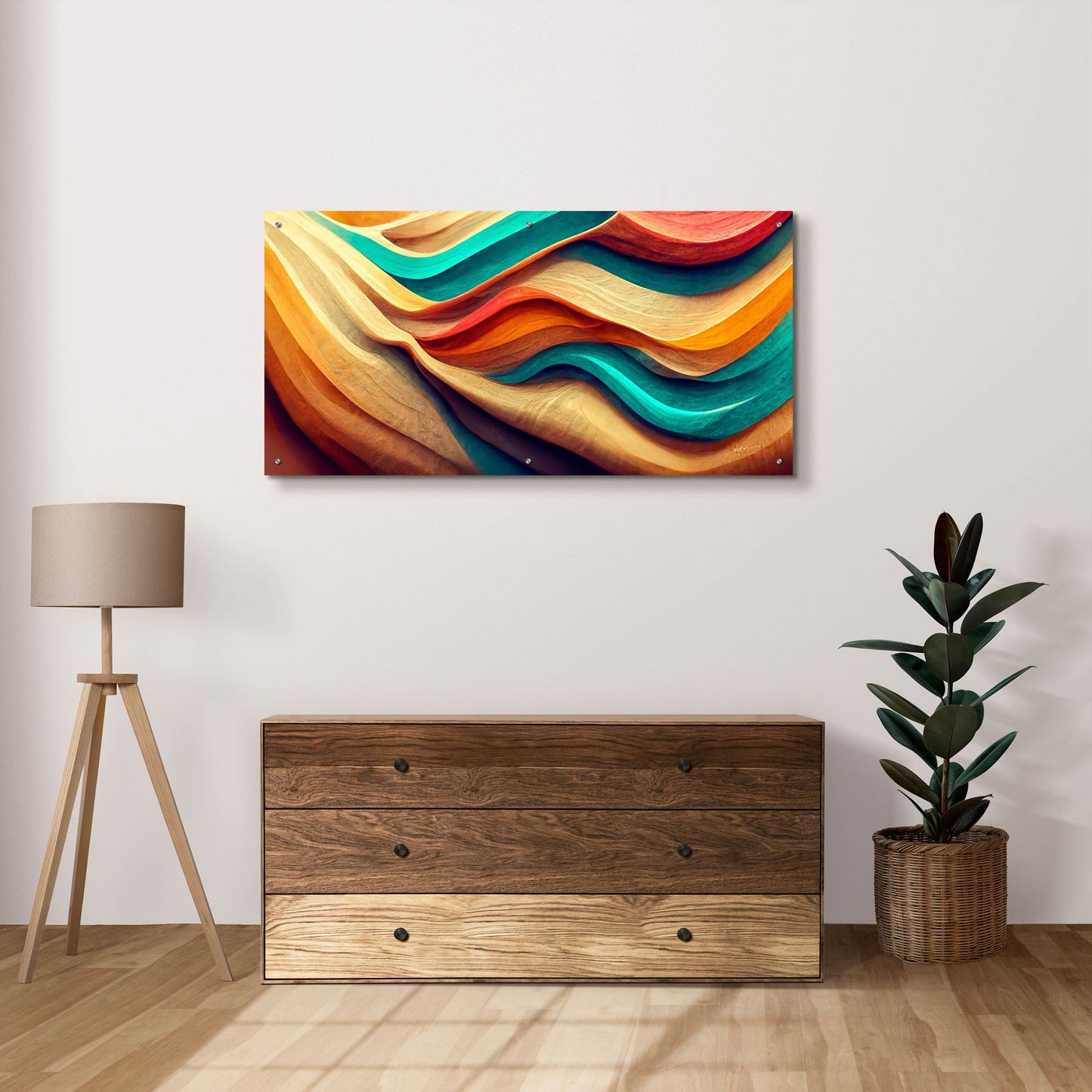 Epic Art 'Colorful Wooden Desert' by Epic Portfolio, Acrylic Glass Wall Art,48x24