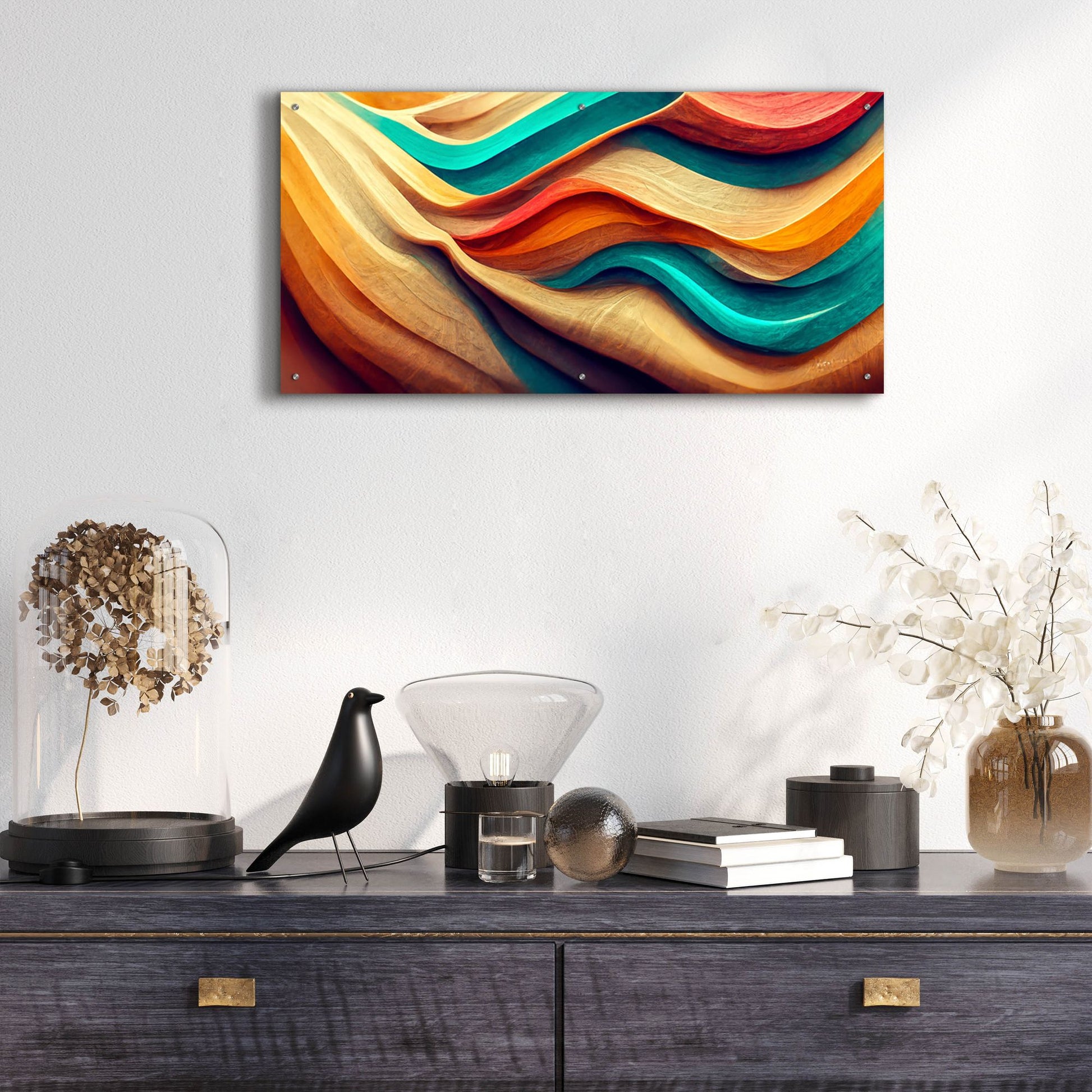 Epic Art 'Colorful Wooden Desert' by Epic Portfolio, Acrylic Glass Wall Art,48x24