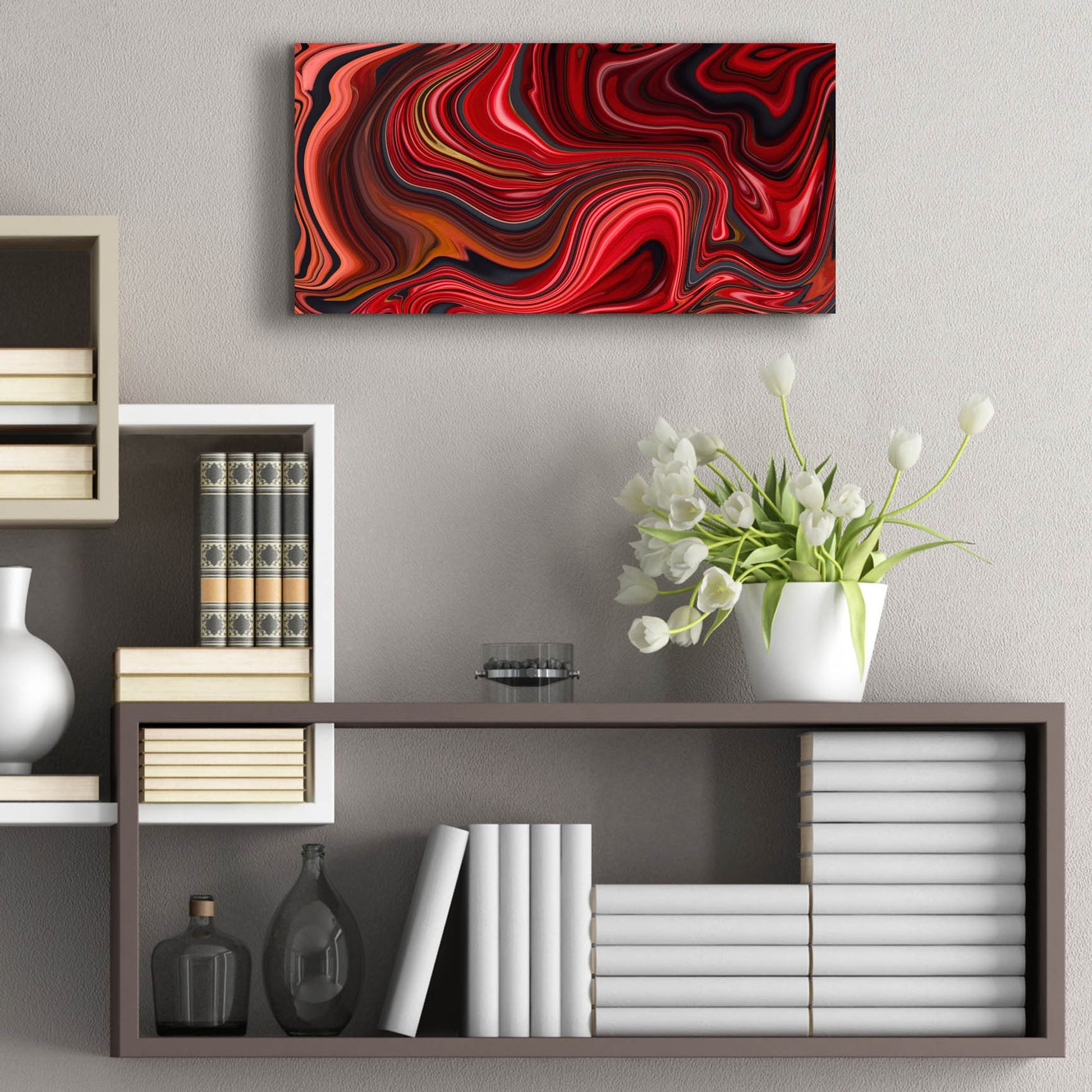 Epic Art 'Cherry Marble' by Epic Portfolio, Acrylic Glass Wall Art,24x12