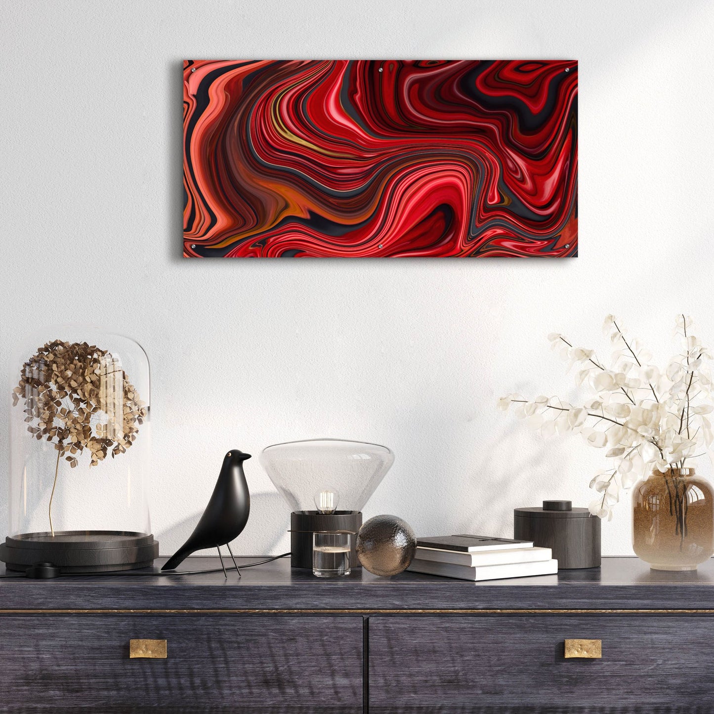 Epic Art 'Cherry Marble' by Epic Portfolio, Acrylic Glass Wall Art,48x24