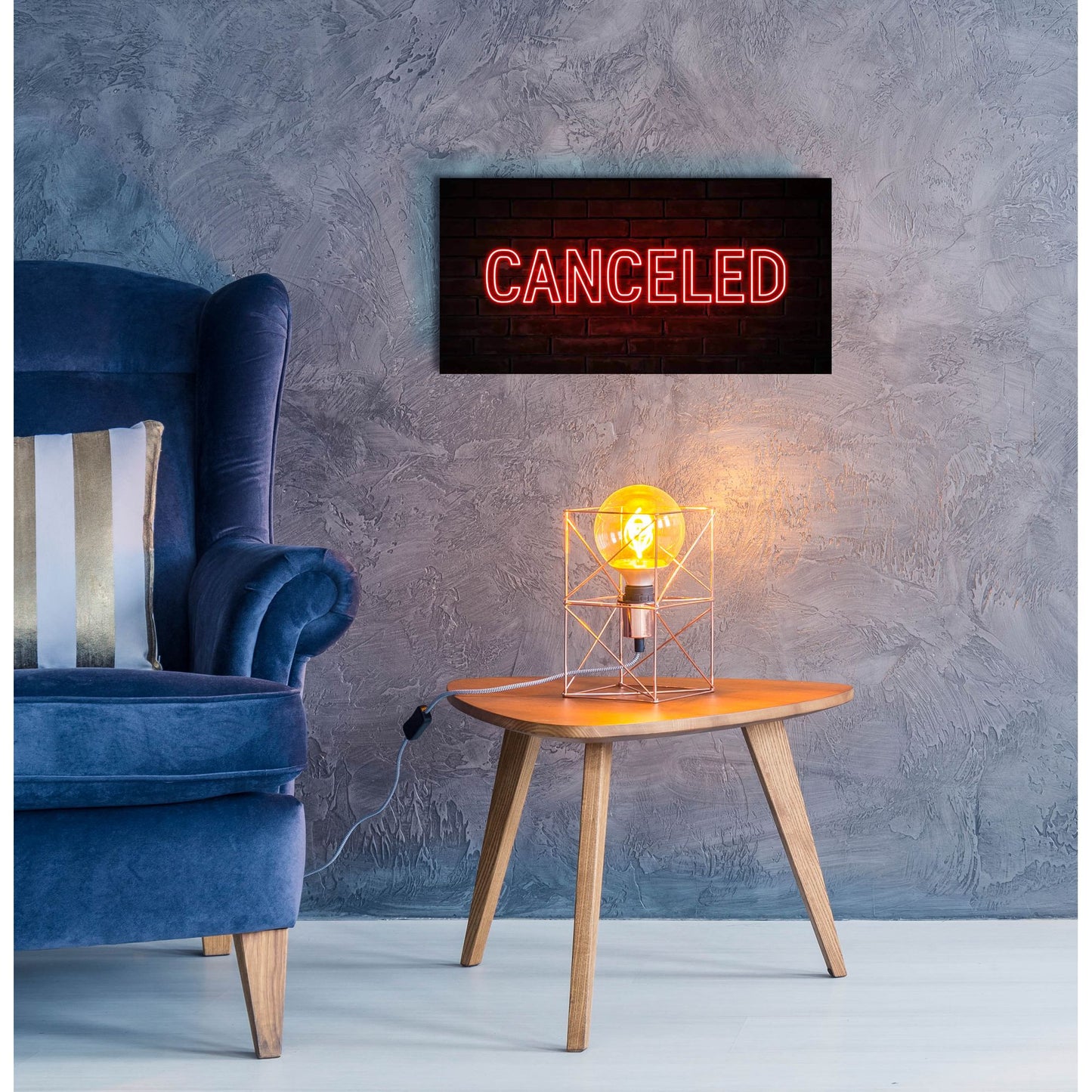 Epic Art 'Canceled In Neon Red' by Epic Portfolio, Acrylic Glass Wall Art,24x12