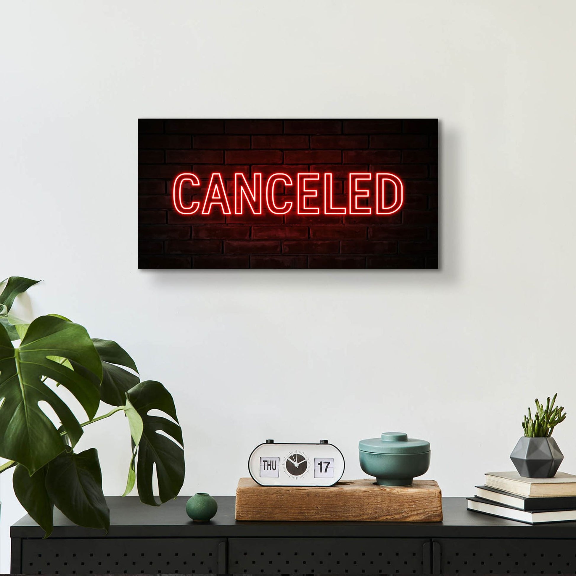 Epic Art 'Canceled In Neon Red' by Epic Portfolio, Acrylic Glass Wall Art,24x12