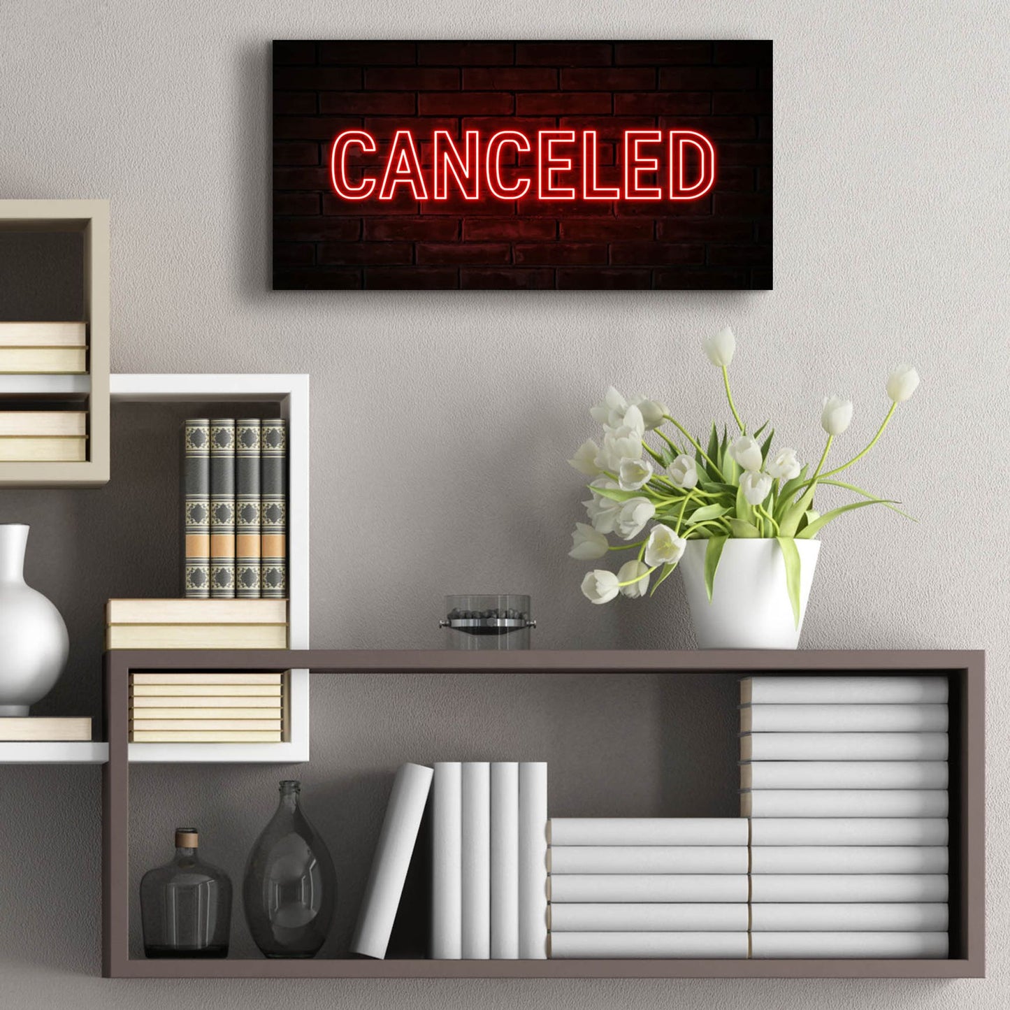 Epic Art 'Canceled In Neon Red' by Epic Portfolio, Acrylic Glass Wall Art,24x12