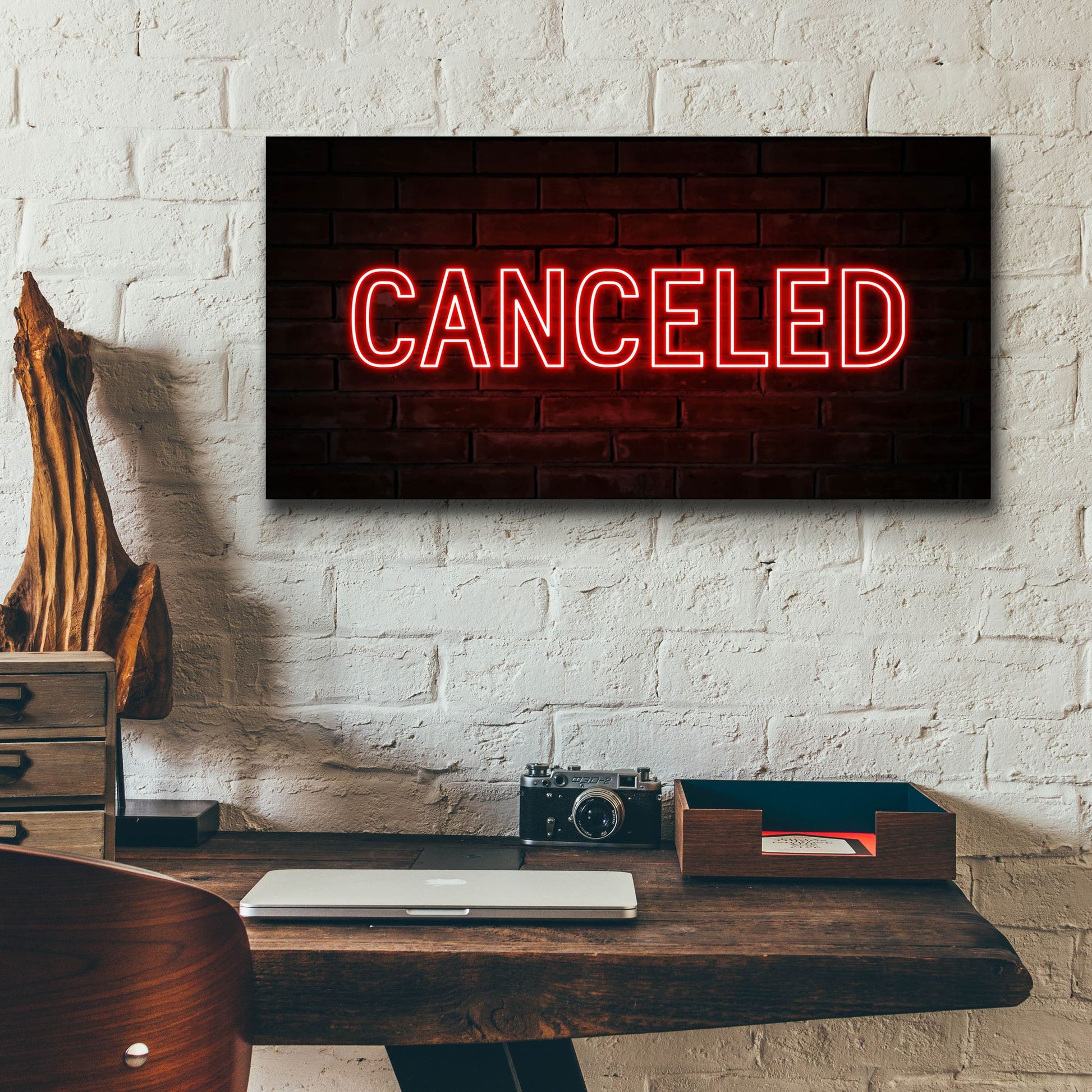 Epic Art 'Canceled In Neon Red' by Epic Portfolio, Acrylic Glass Wall Art,24x12