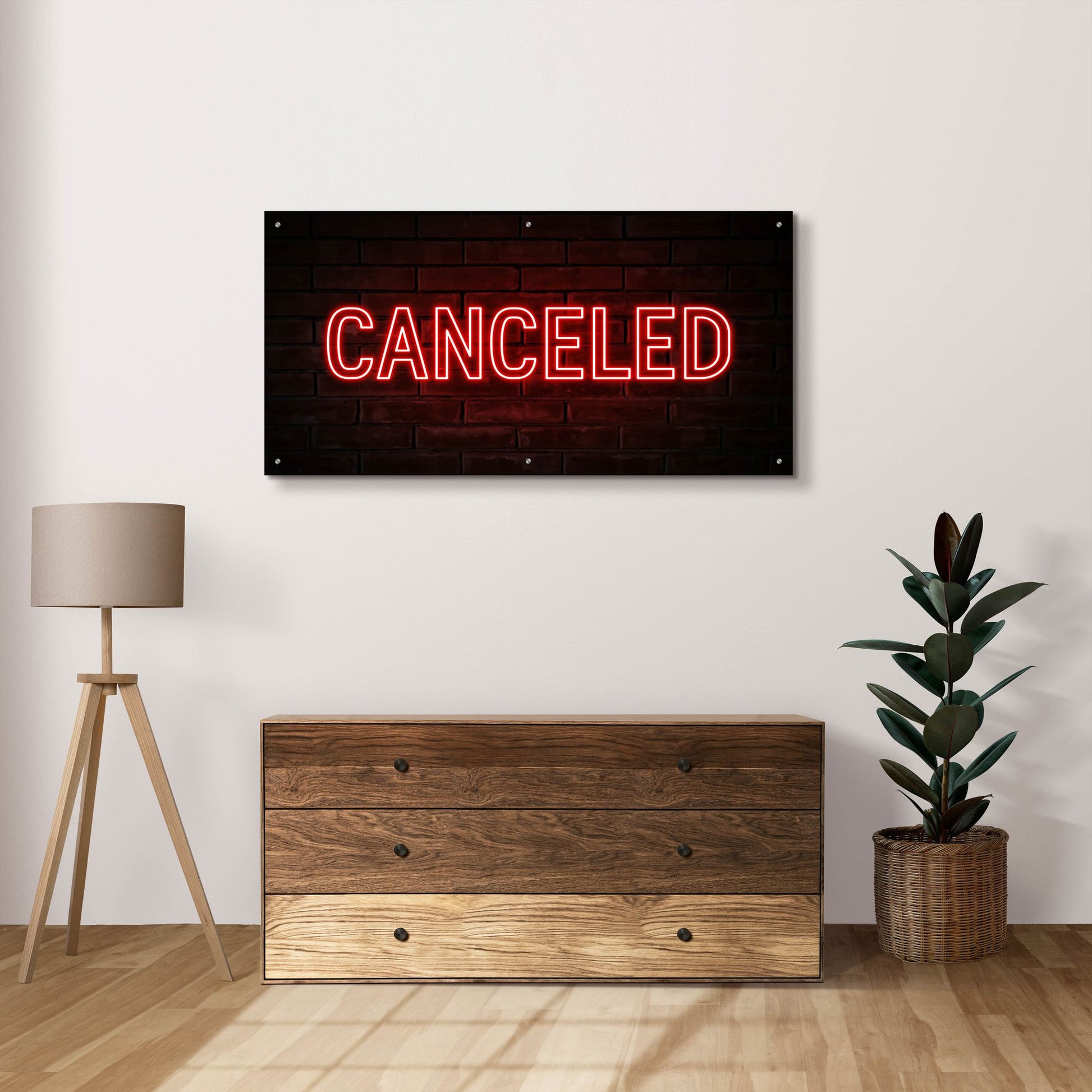 Epic Art 'Canceled In Neon Red' by Epic Portfolio, Acrylic Glass Wall Art,48x24