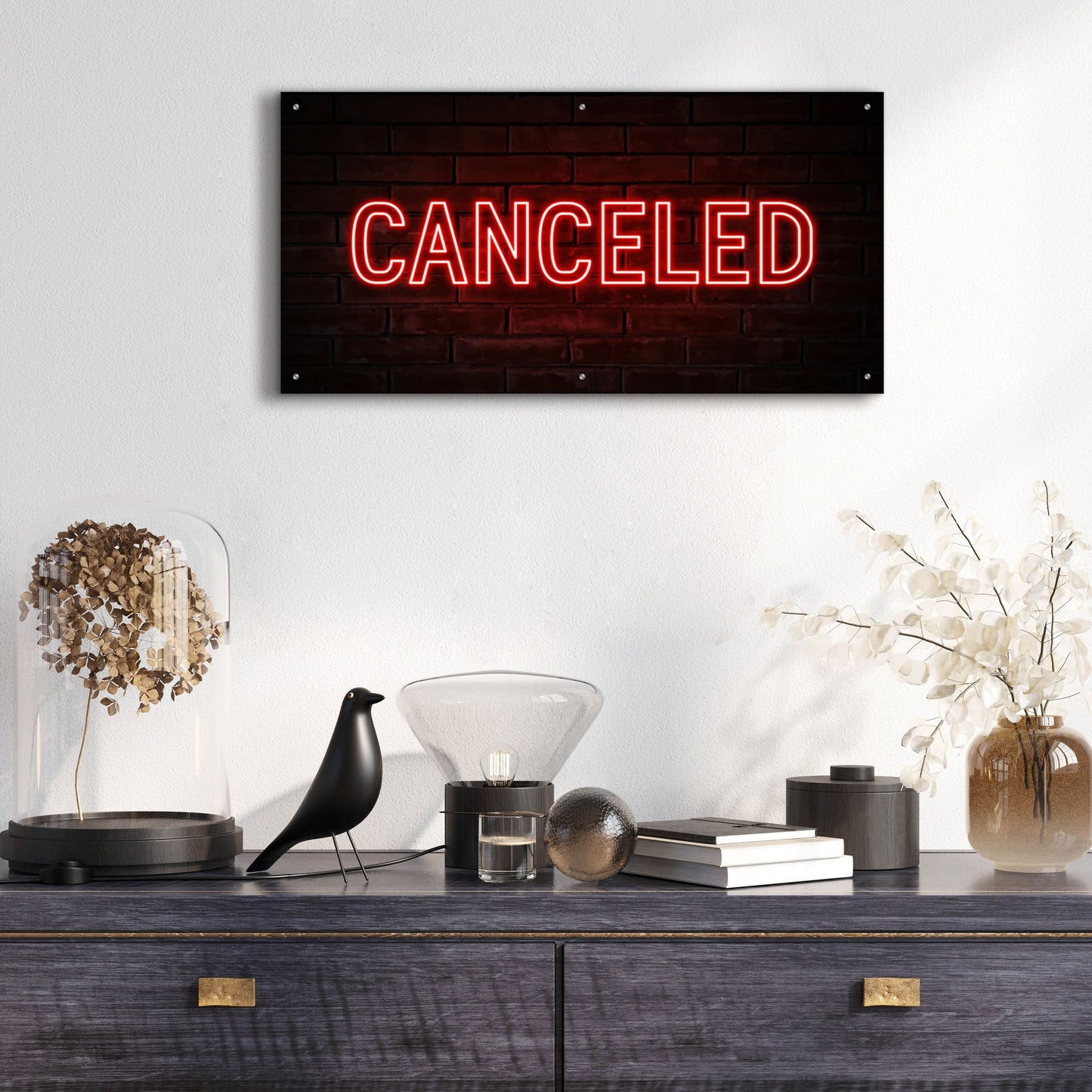 Epic Art 'Canceled In Neon Red' by Epic Portfolio, Acrylic Glass Wall Art,48x24