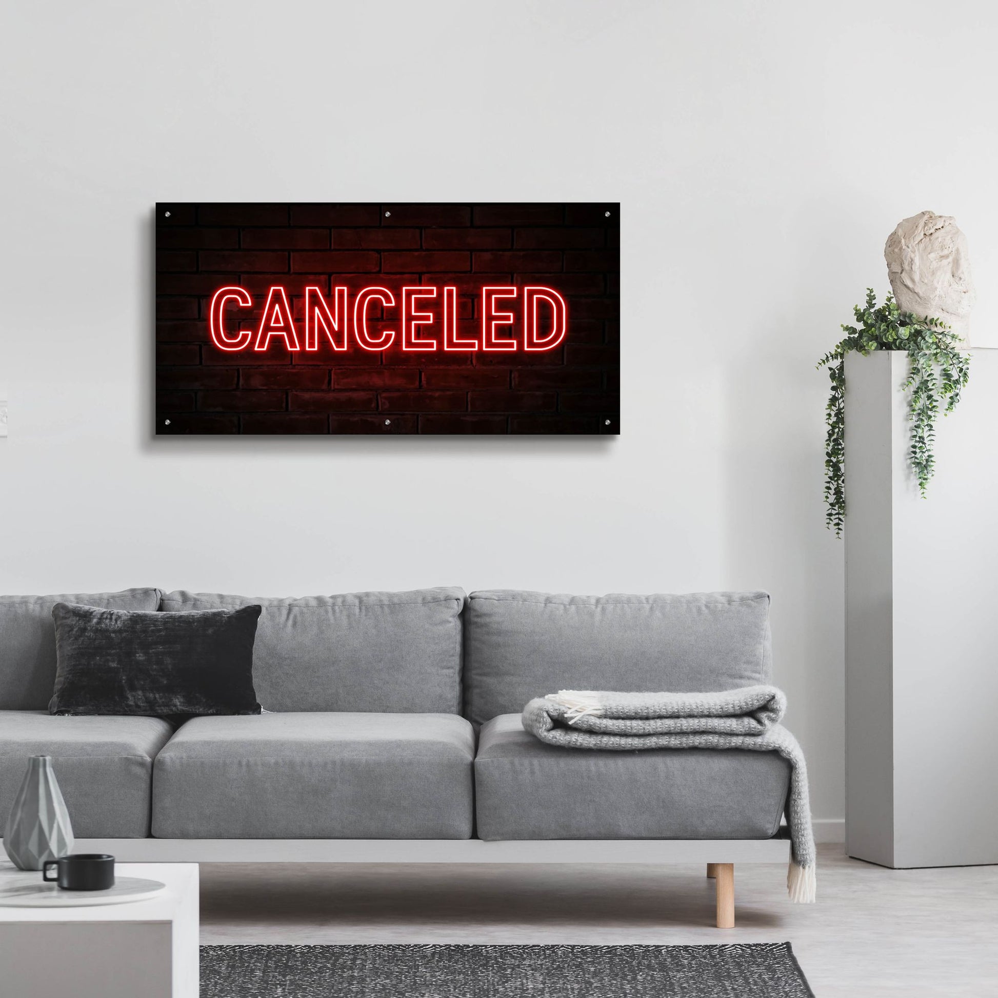 Epic Art 'Canceled In Neon Red' by Epic Portfolio, Acrylic Glass Wall Art,48x24