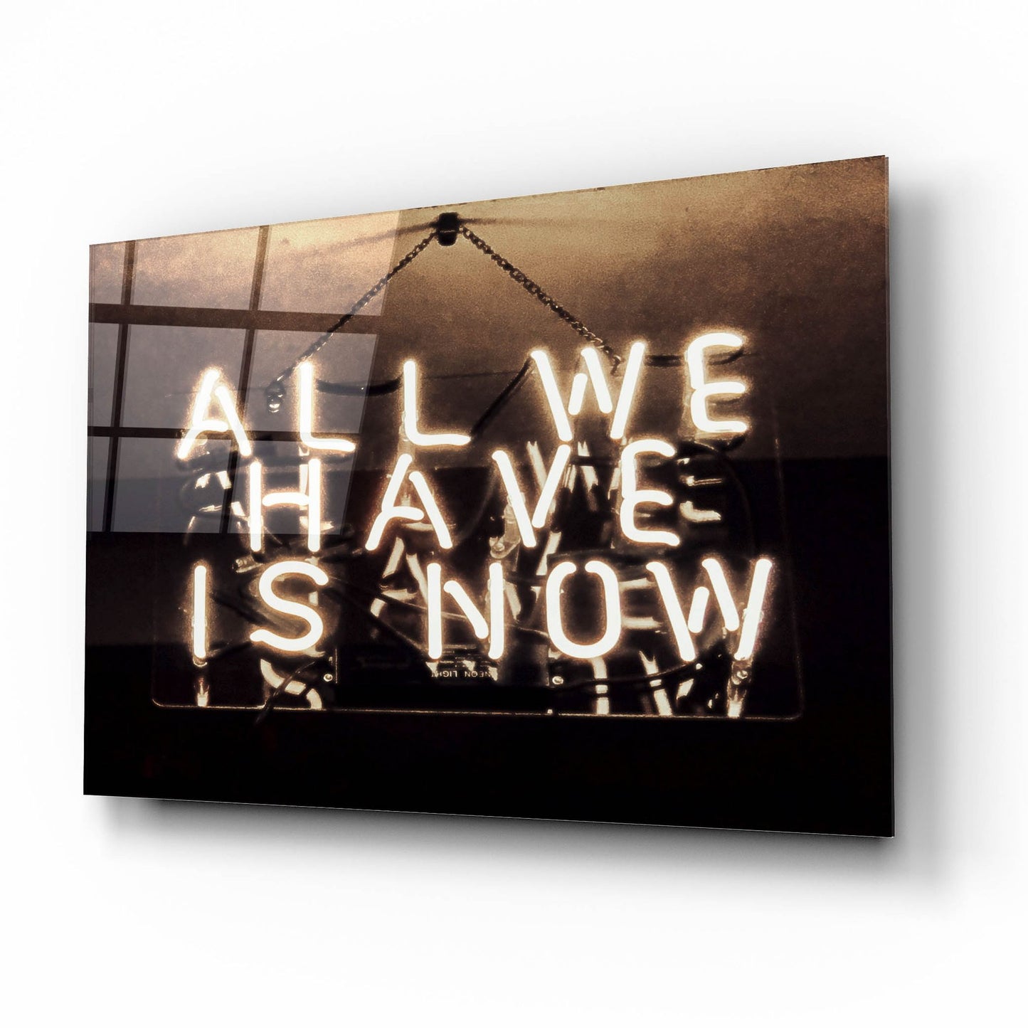 Epic Art 'All We Have Is Now In Neon White' by Epic Portfolio, Acrylic Glass Wall Art,16x12