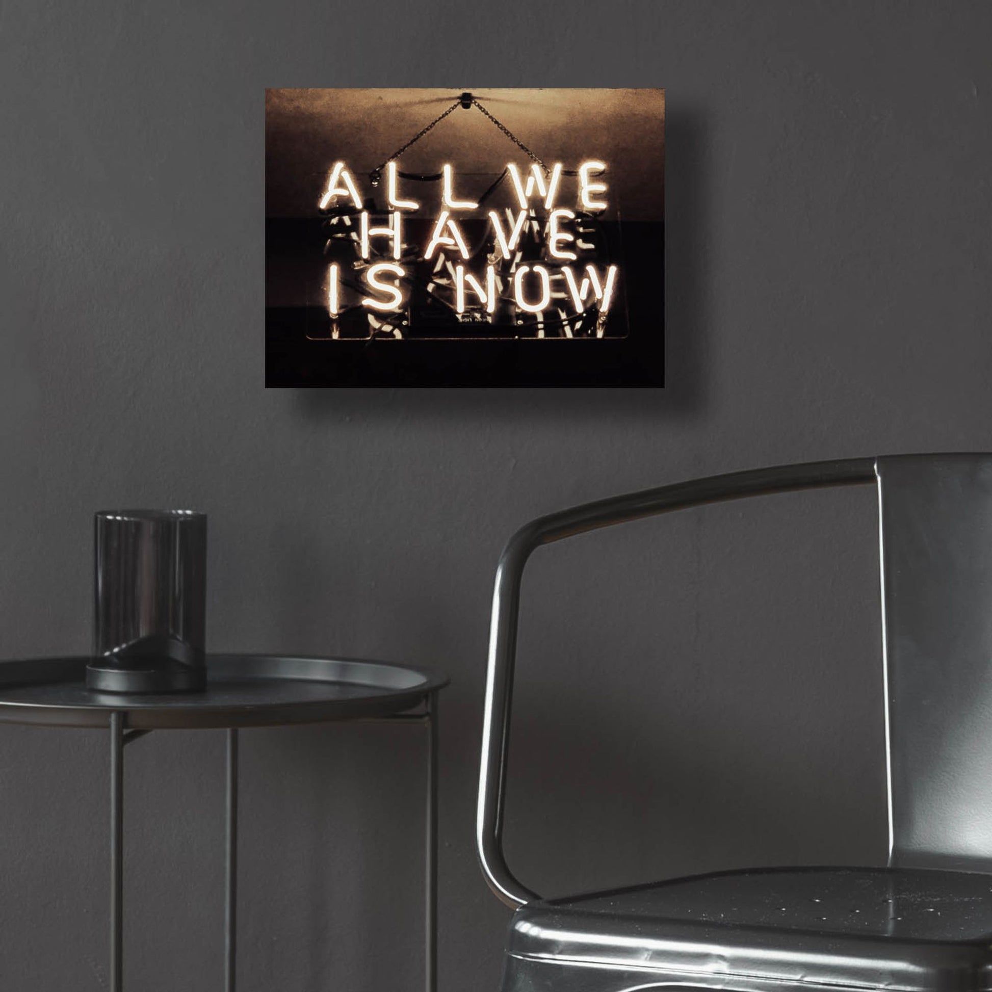 Epic Art 'All We Have Is Now In Neon White' by Epic Portfolio, Acrylic Glass Wall Art,16x12