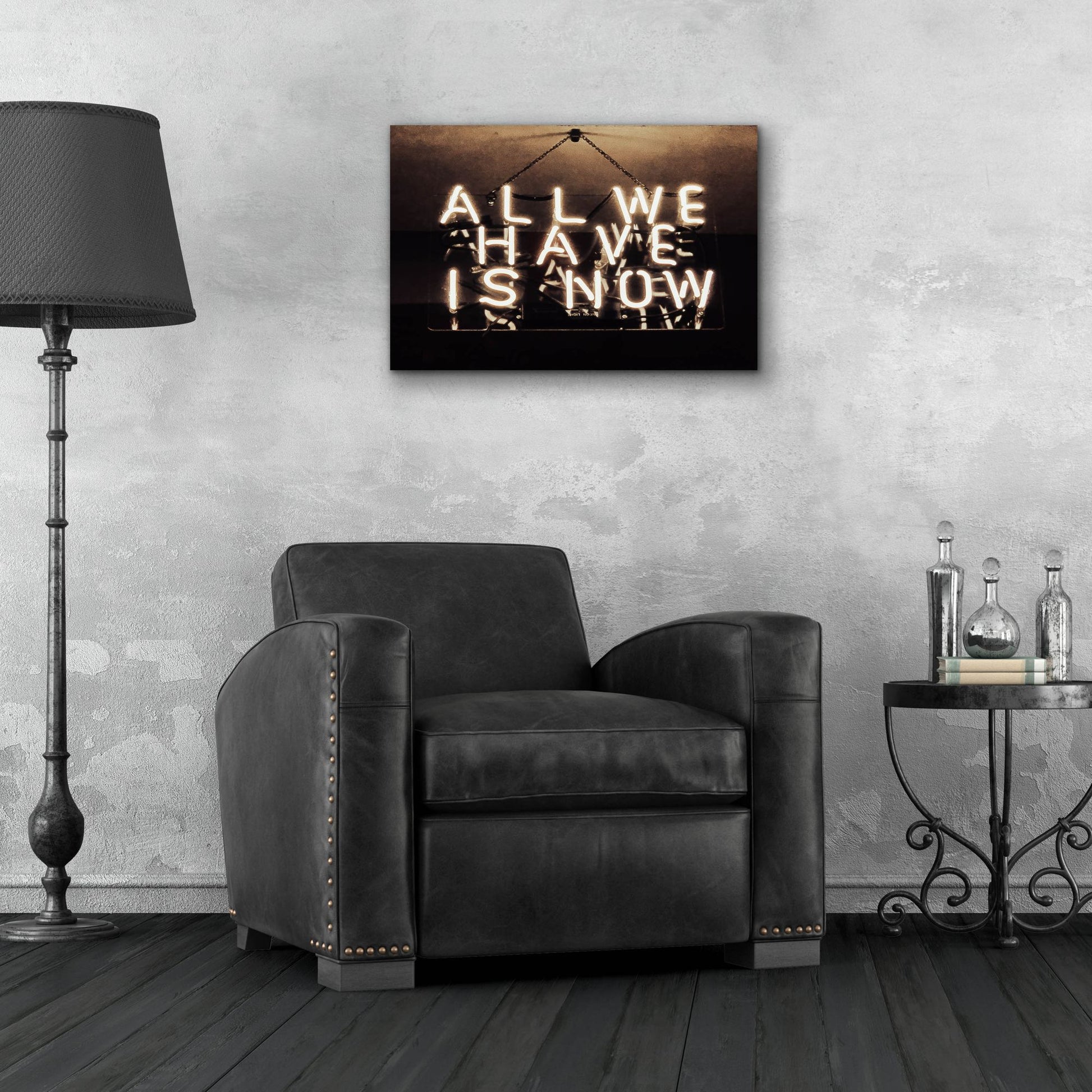 Epic Art 'All We Have Is Now In Neon White' by Epic Portfolio, Acrylic Glass Wall Art,24x16